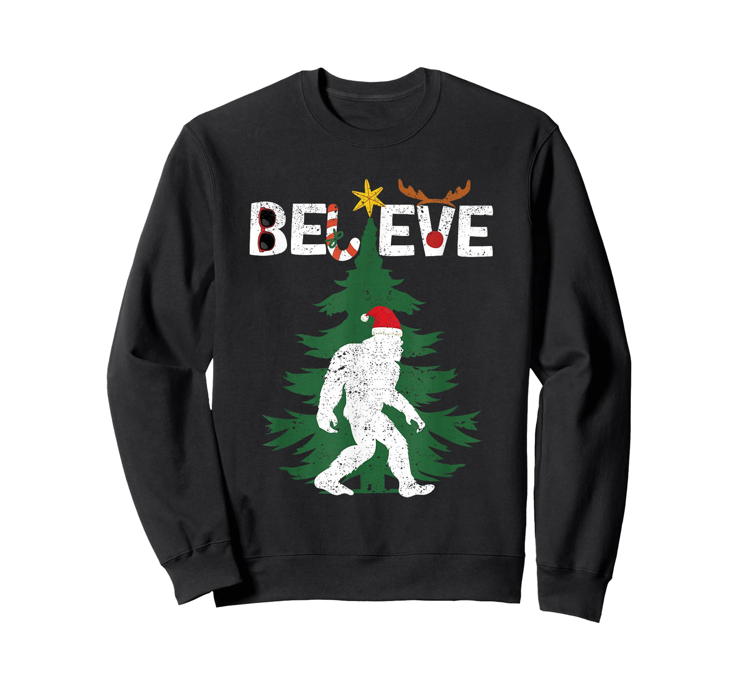 Believe Bigfoot Sasquatch Yeti Santa Hat Christmas Pajamas T-Shirt