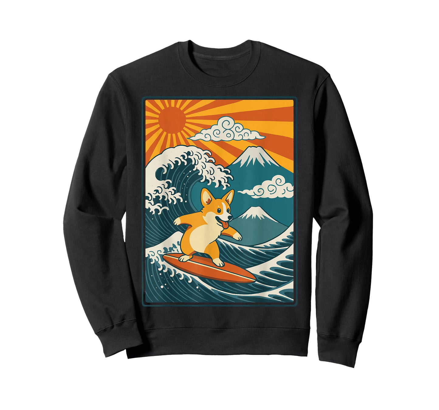 Corgi Surfing Japanese T-Shirt
