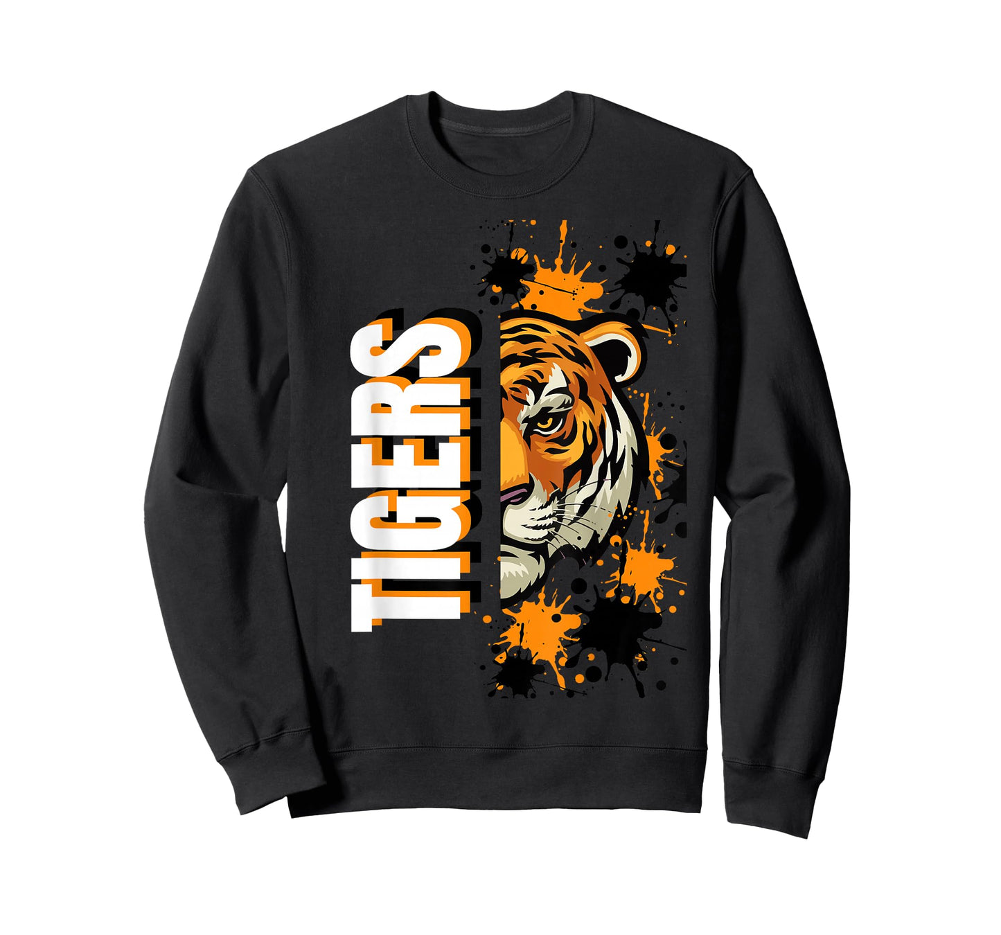 Tigers School Spirit Tiger Mascot Orange Black T-Shirt