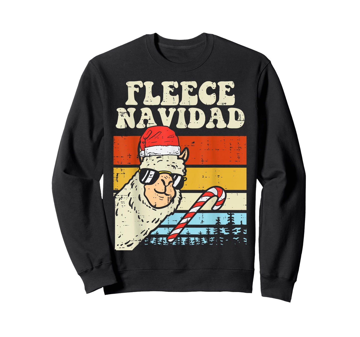 Santa Llama Fleece Navidad Alpaca Christmas Xmas T-Shirt