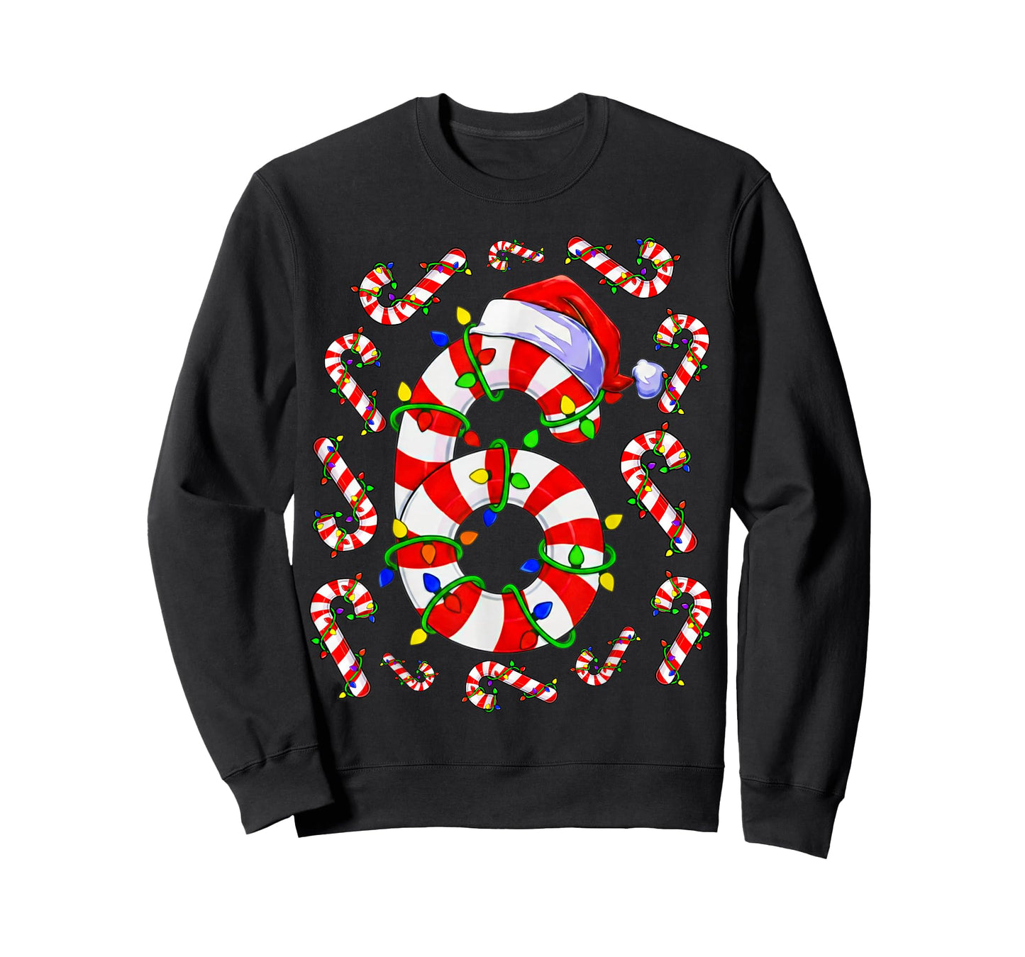 Fun Six Seven 6 7 Meme Design Couples Christmas Candy Cane T-Shirt