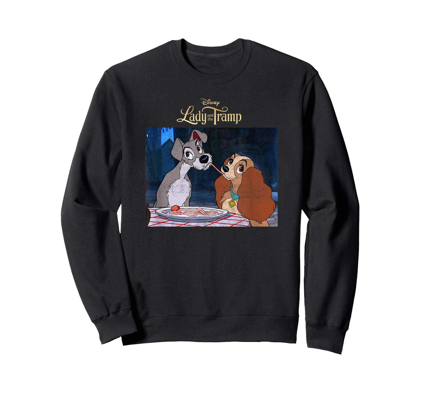 Disney Lady and The Tramp Classic Spaghetti Scene Poster T-Shirt