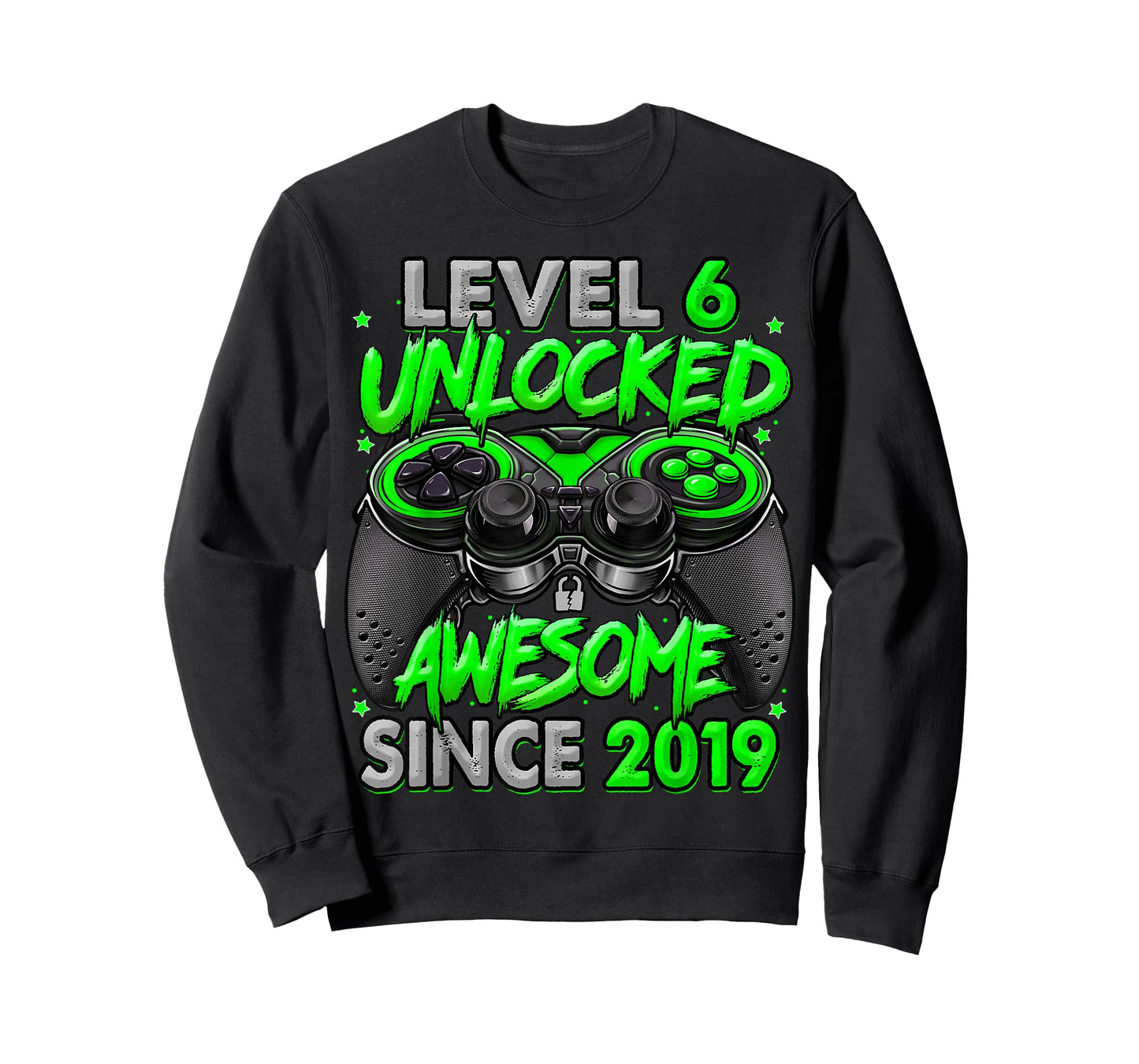 Level 6 Unlocked Awesome Since 2019 6th Birthday Gaming T-Shirt