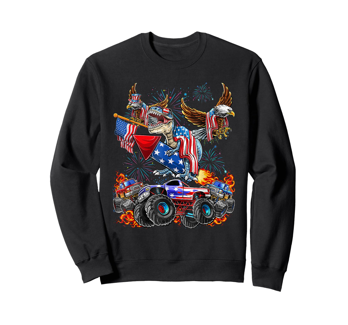 Eagle Monster Truck Dinosaur July 4th America Patriotic USA T-Shirt