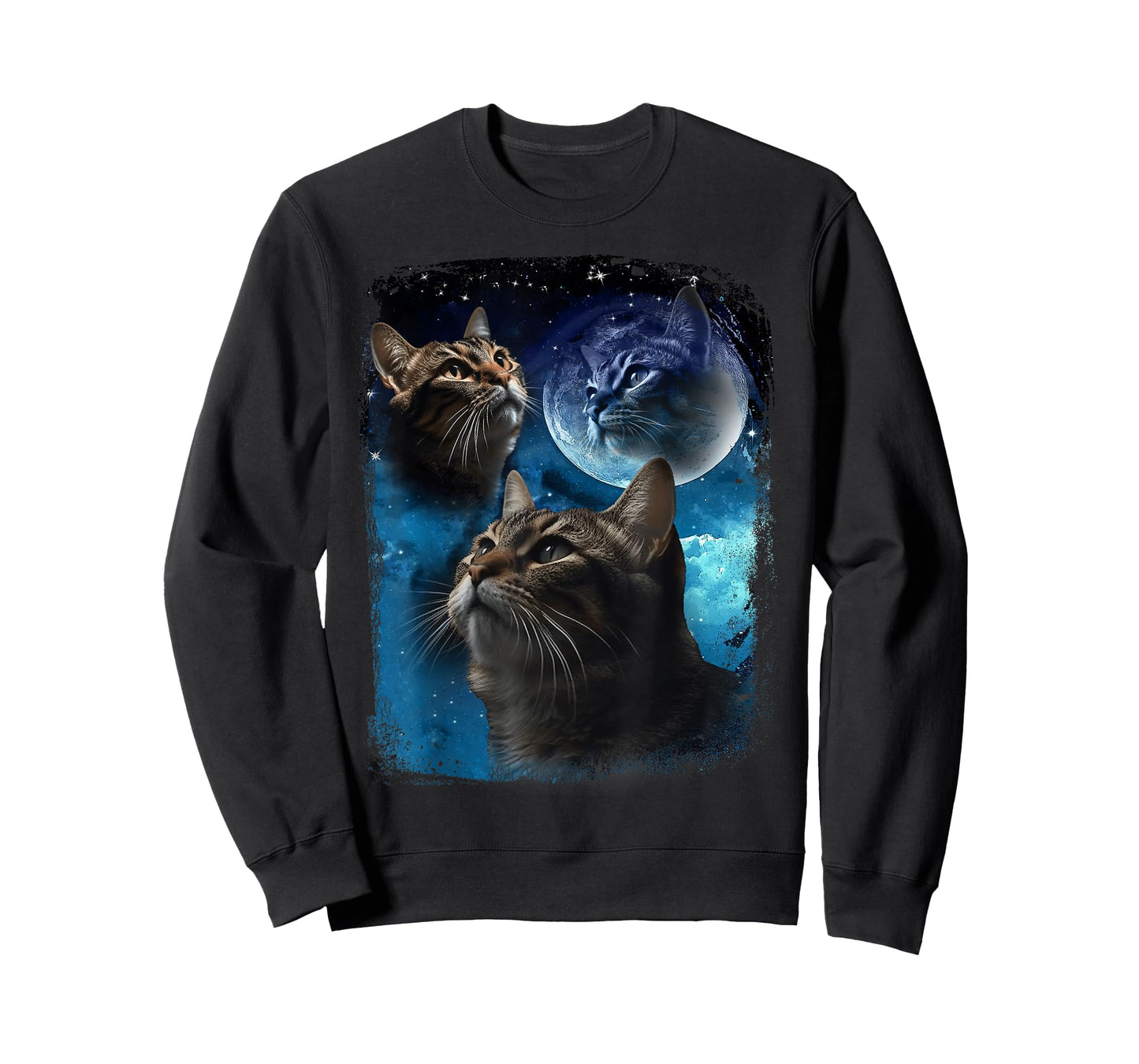 Cats Howl at Moon Funny Vintage Three Cat Howling Wolf Meme T-Shirt