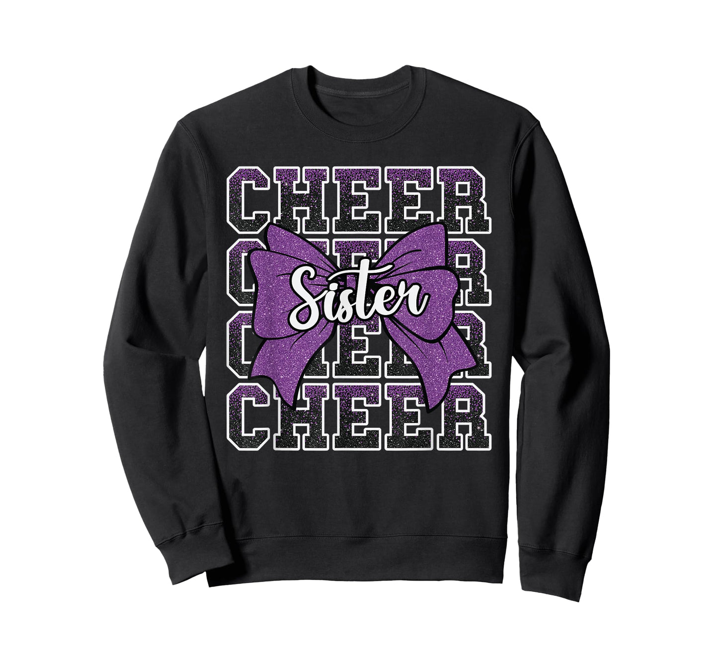 Cheer Sister Bow Sport Cheerleader Cheerleading Purple T-Shirt