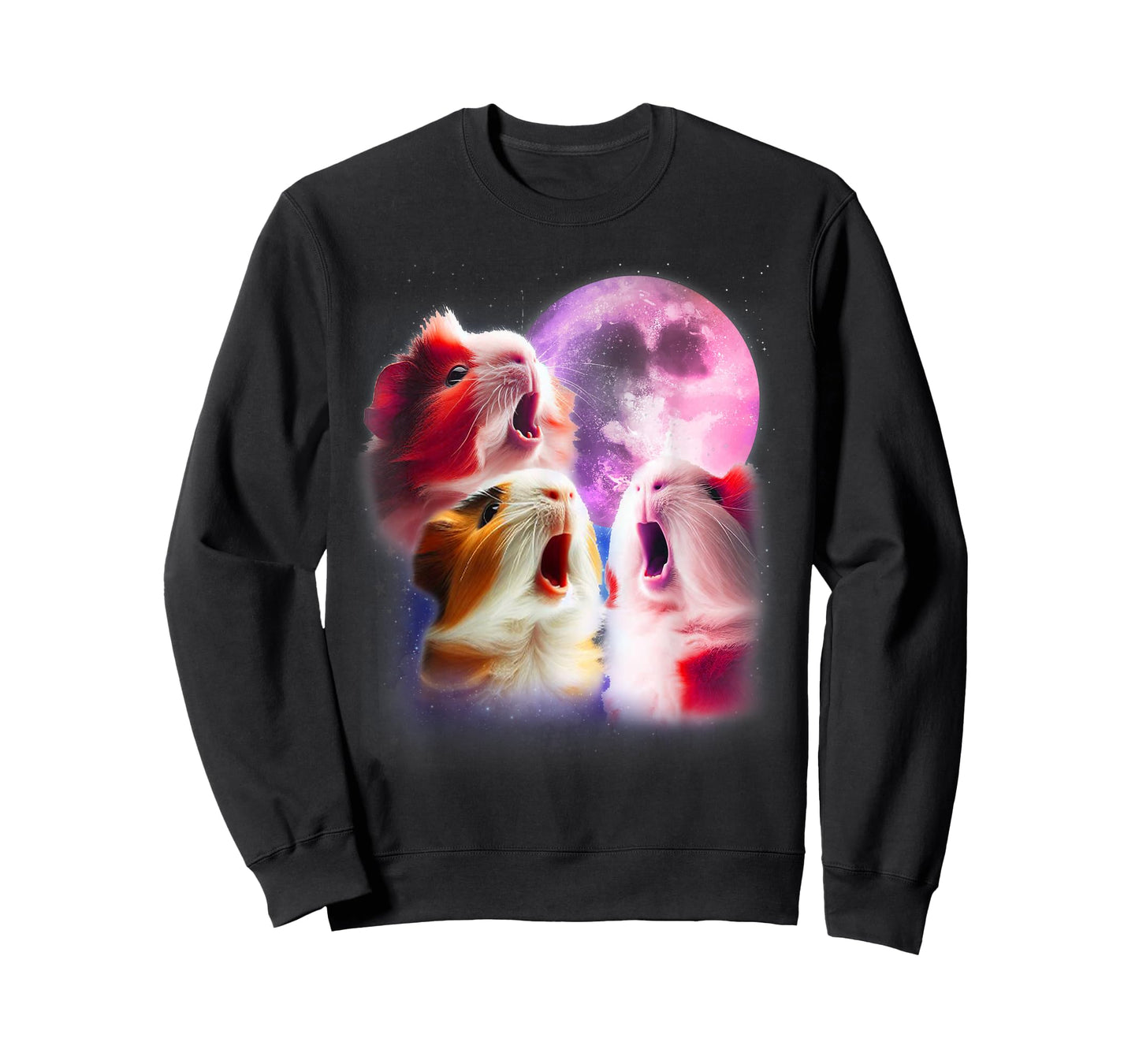 3 Guinea Pigs Howling At The Moon Funny Pet Guinea Pig Lover T-Shirt