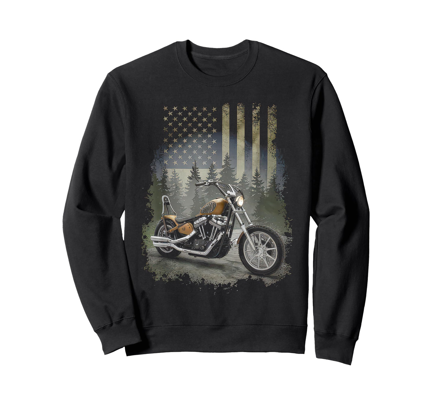 American Flag Motorcycle Tshirt USA Flag Biker Retro T-Shirt