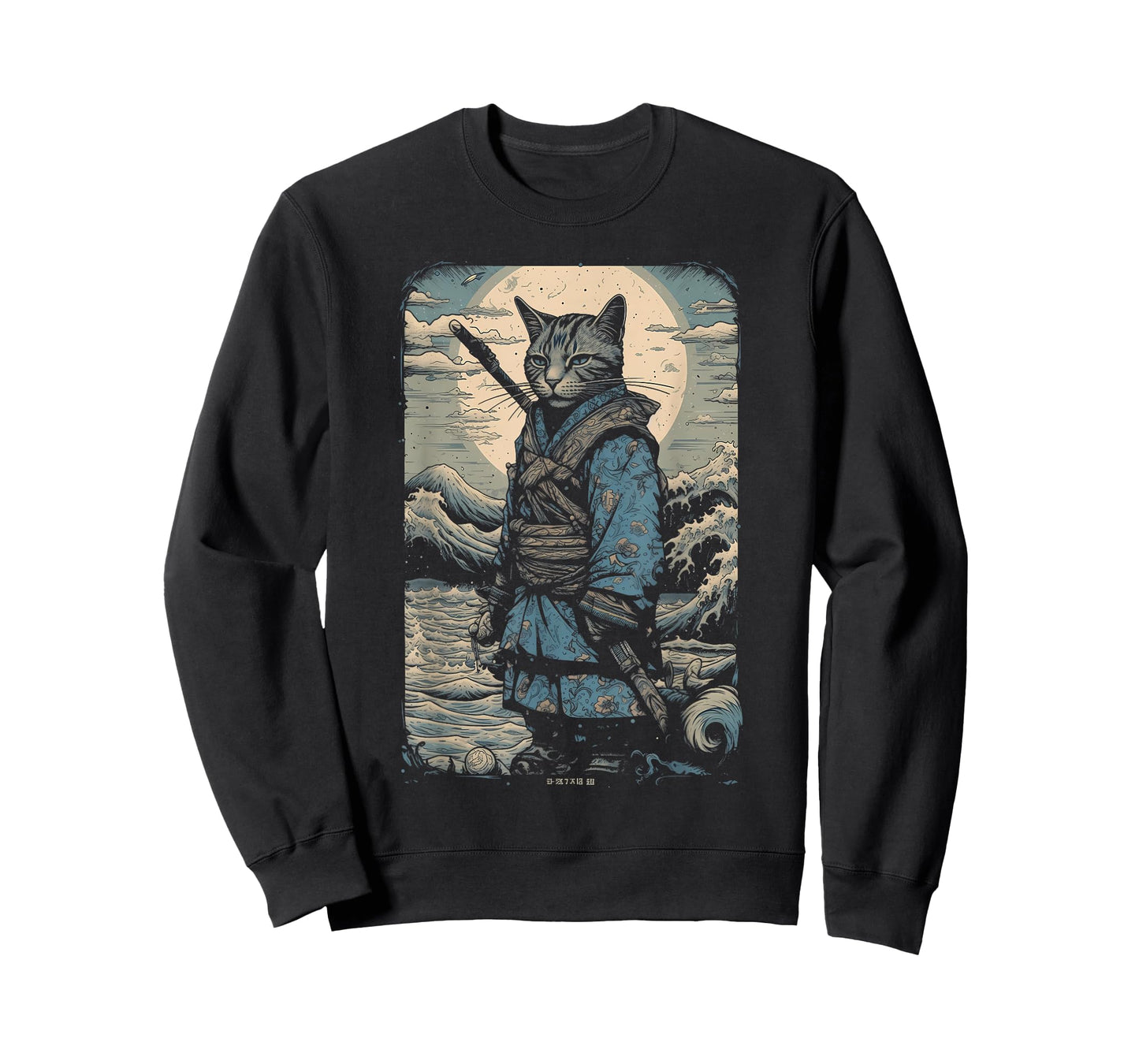 Vintage Samurai Cat Japanese Ninja Art Japan Anime Graphic T-Shirt for Men Women Kids