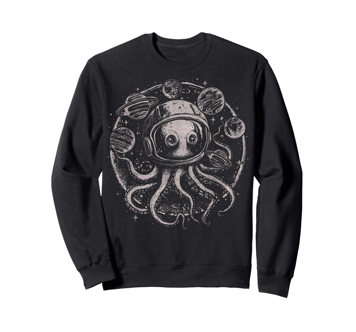 Funny Astronaut Octopus Outer Space UFO Alien Cosmic Horror T-Shirt