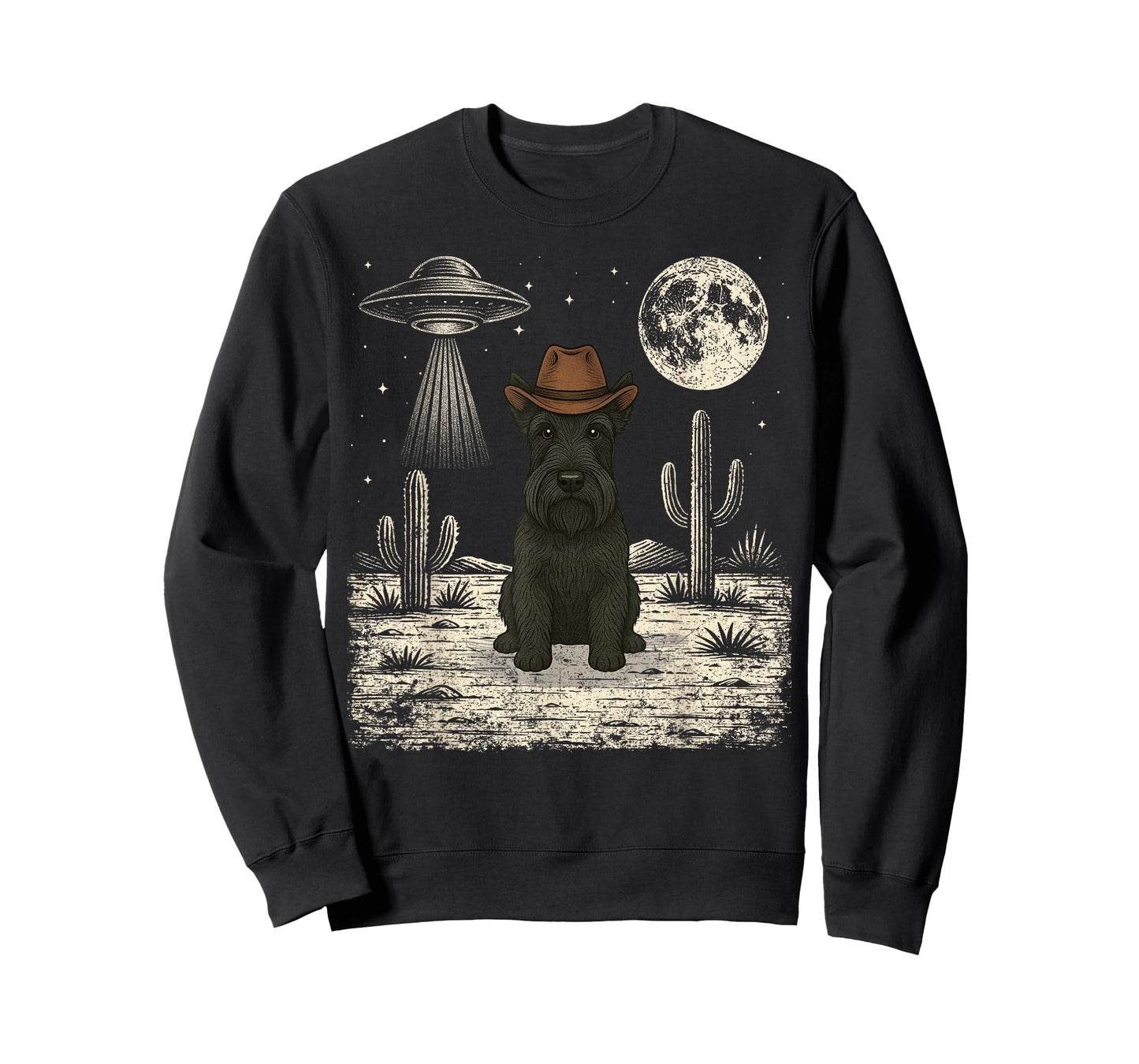 Funny Scottish Terrier Cowboy Western Scottie Dog UFO T-Shirt