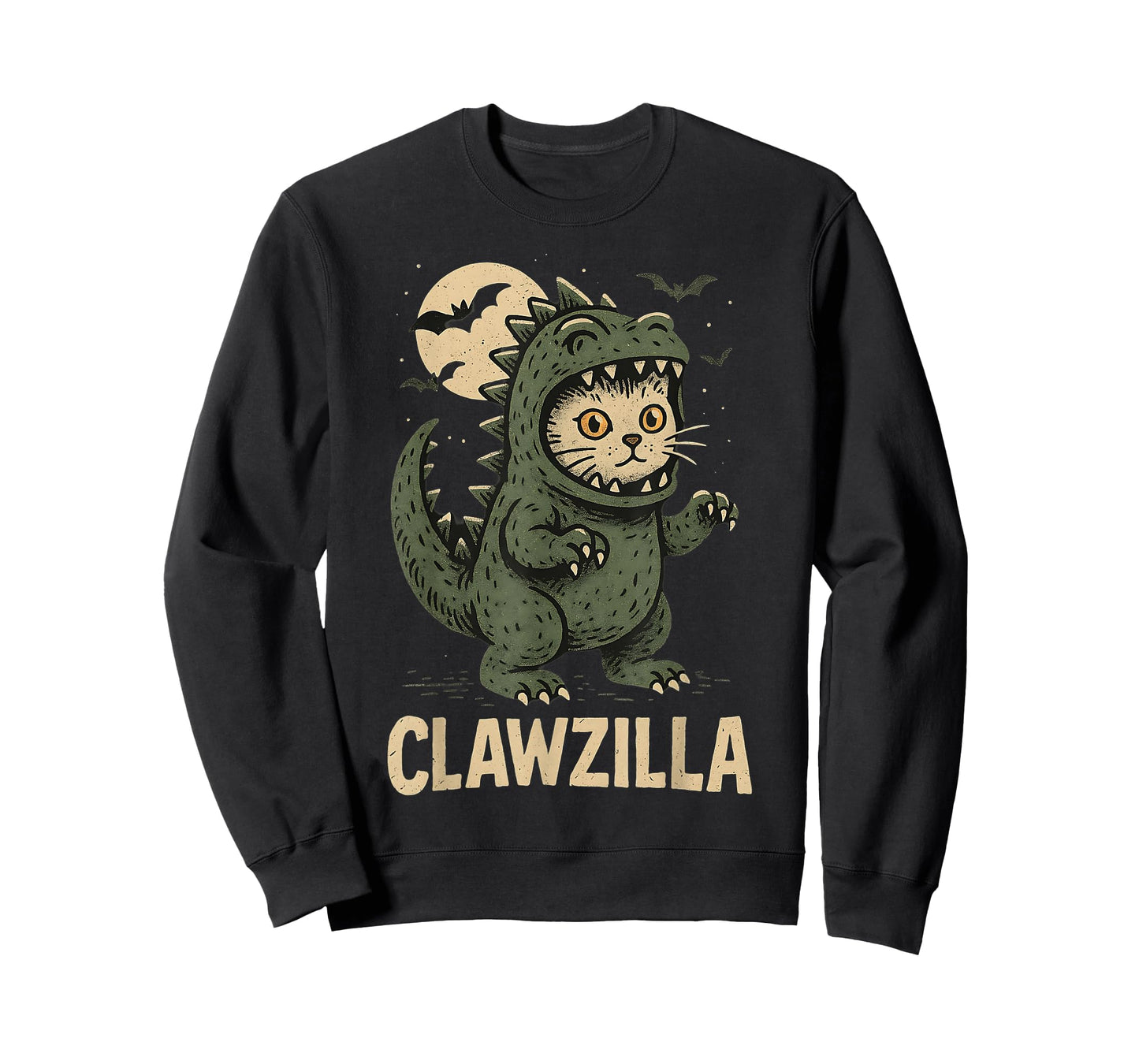 Clawzilla Cute Cat Monster Halloween Pun Funny Graphic T-Shirt