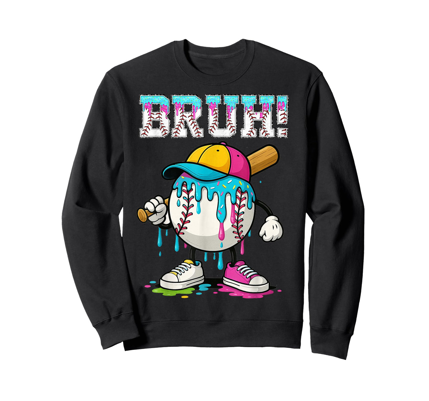 Baseball Drip Boys Bruh Ice Cream Bruh Meme For Son Grandson T-Shirt