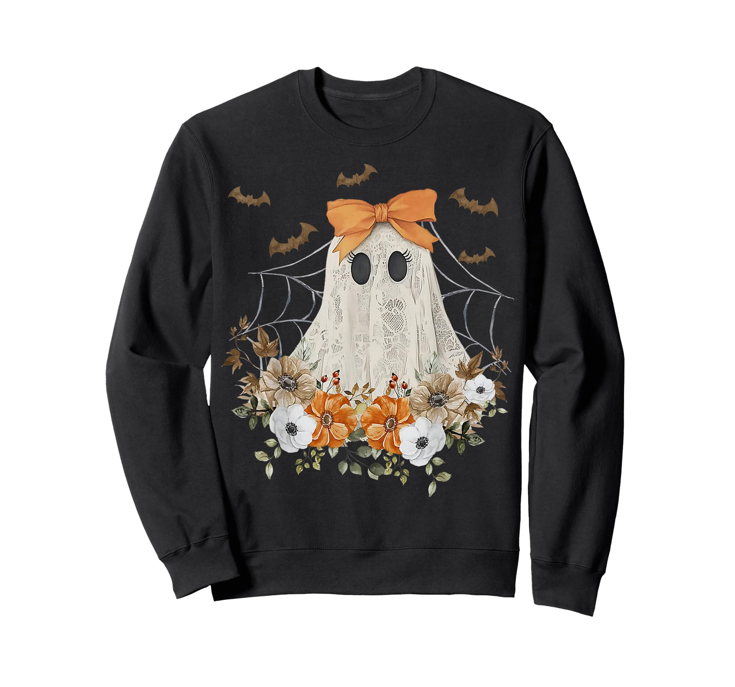 Coquette Ghost Flower Ghost Spooky Lace T-Shirt