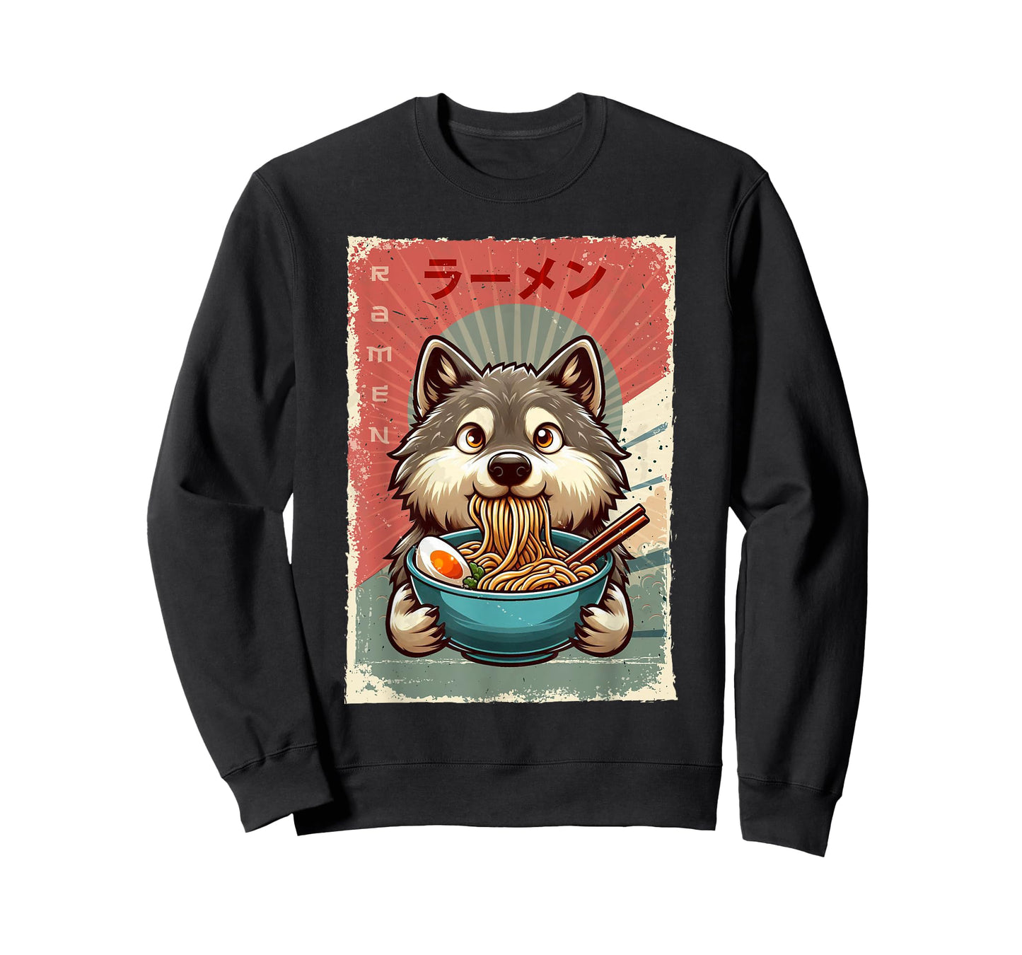 Wolf Eating Ramen Japanese Noodles Soup T-Shirt