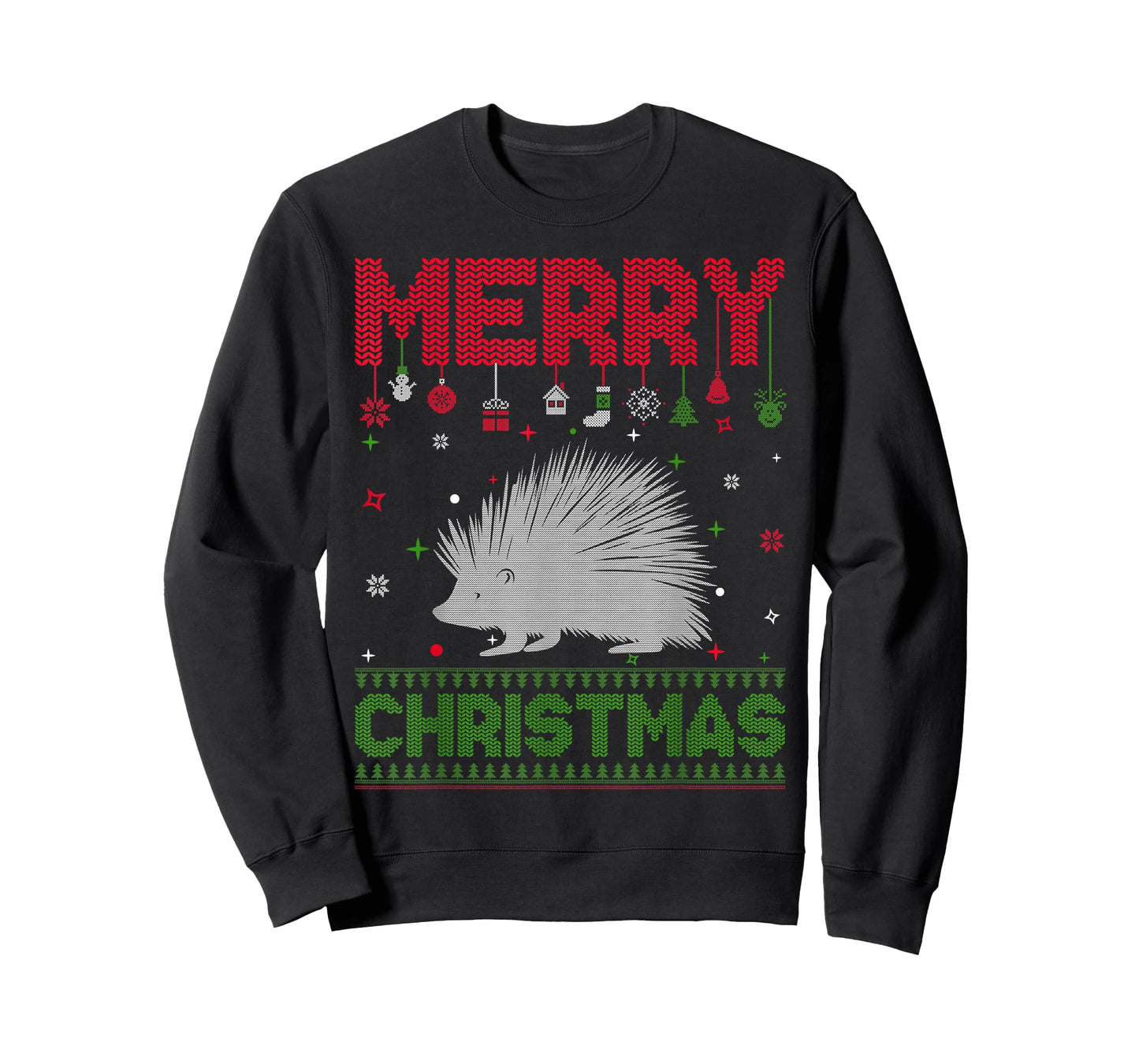 Ugly Holiday Sweater Christmas Funny Porcupine Graphic T-Shirt