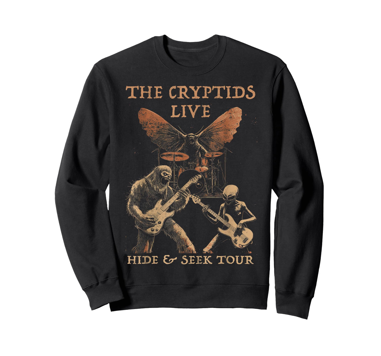The Cryptids Live Bigfoot Alien Mothman UFO Heavy Metal Rock T-Shirt