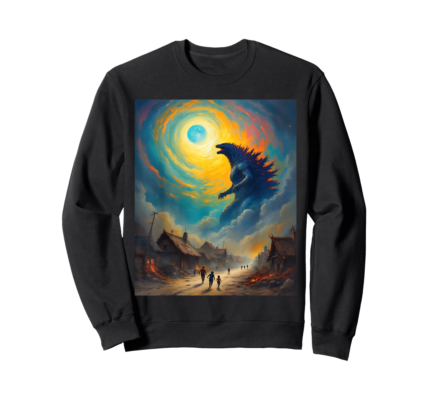 Sci-Fi Kaiju Monster Van Gogh Starry Night Graphic T-Shirt