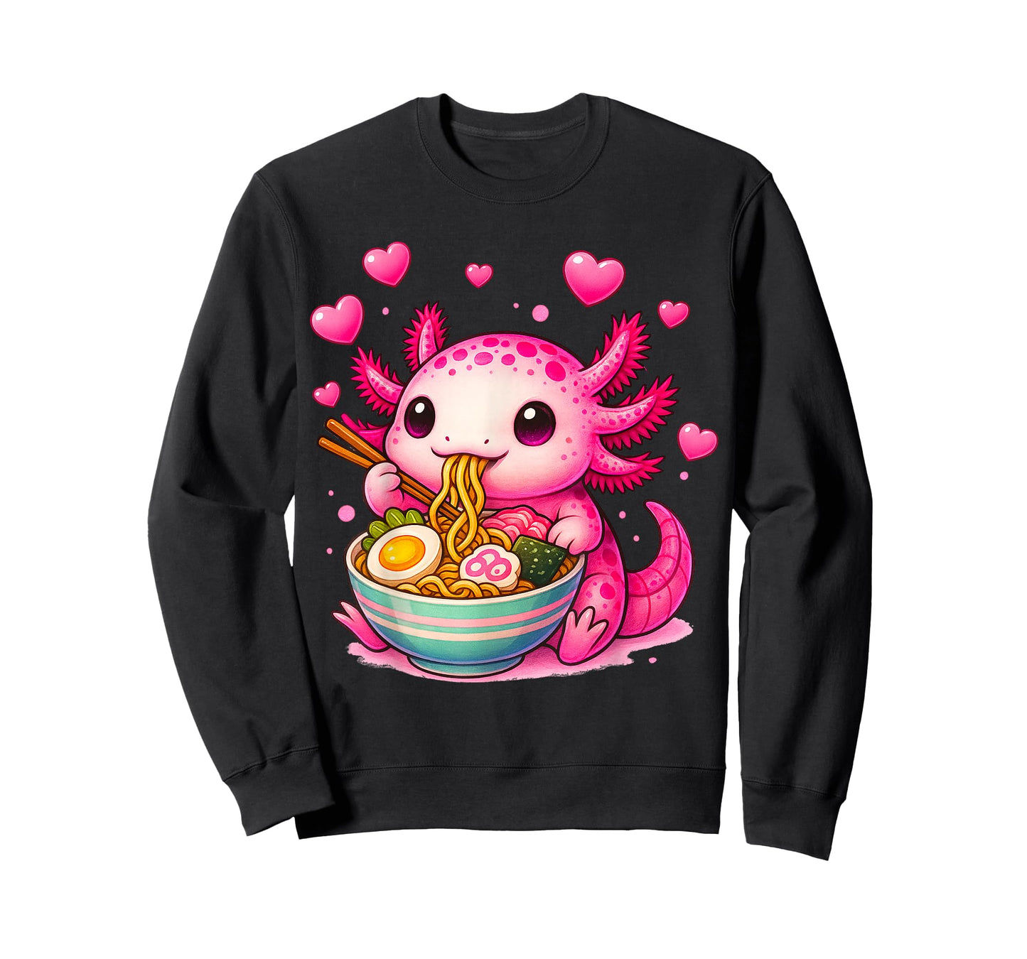Cute Axolotl Ramen Anime Graphic Tees Kawaii Teen Girls Kids T-Shirt