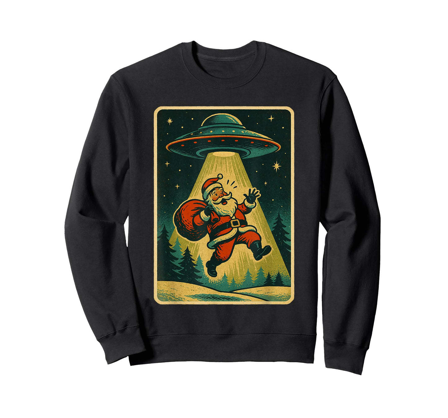 Alien Abduction Santa Christmas Men Women Kids Xmas T-Shirt