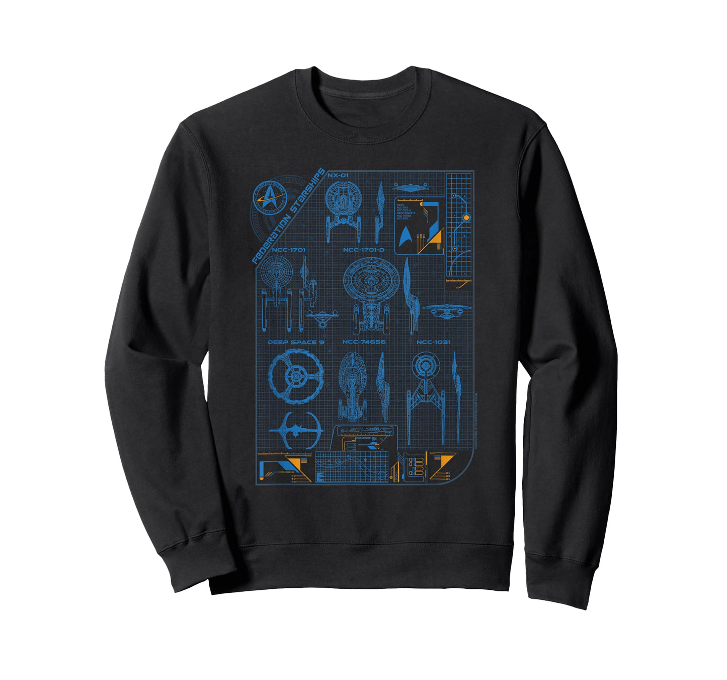 Star Trek Federation Starships Blueprints Group Shot Vintage T-Shirt
