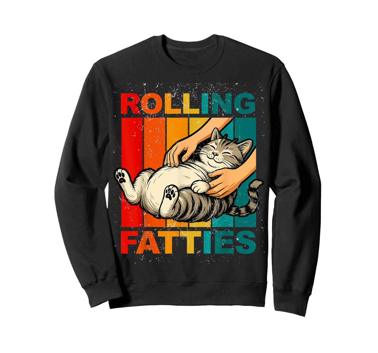 Funny Rolling Fatties Cat Vintage Cartoon Mens Womens Kids T-Shirt
