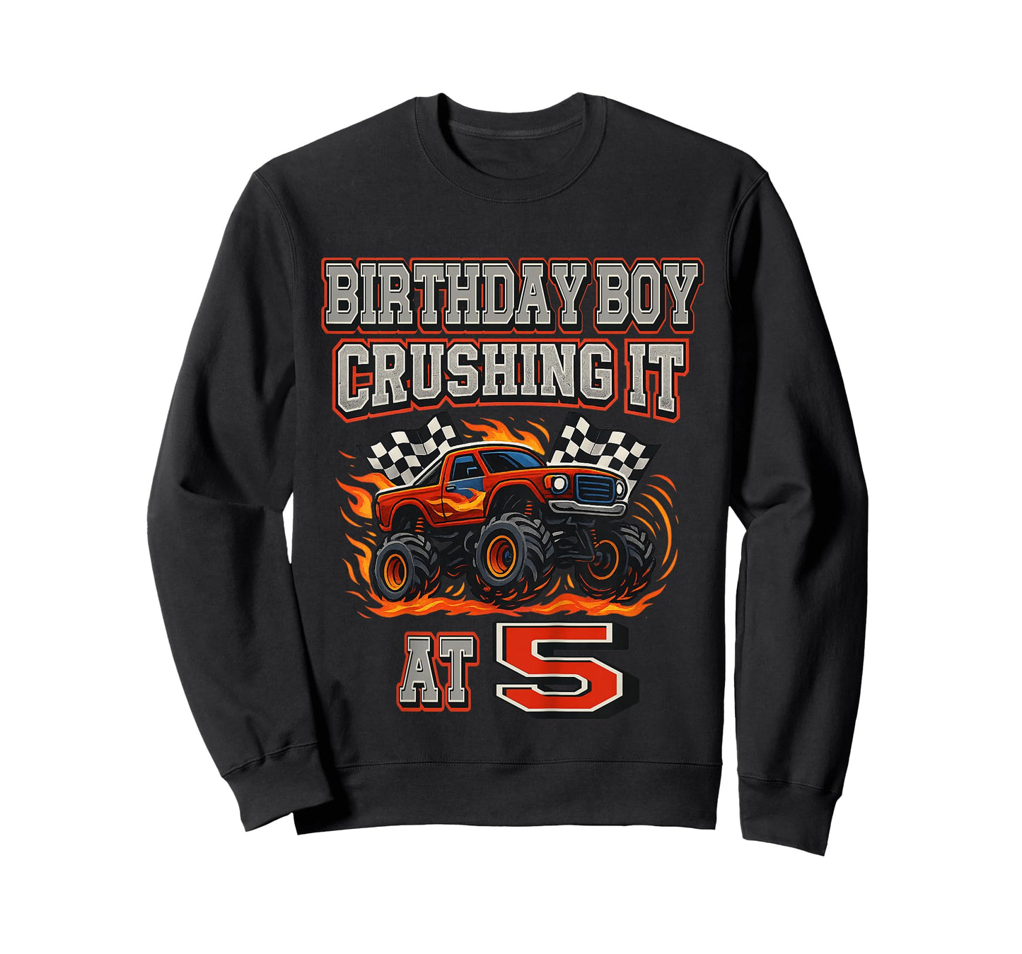Kids Crushing It at 5 – Monster Truck Birthday Boy Party T-Shirt