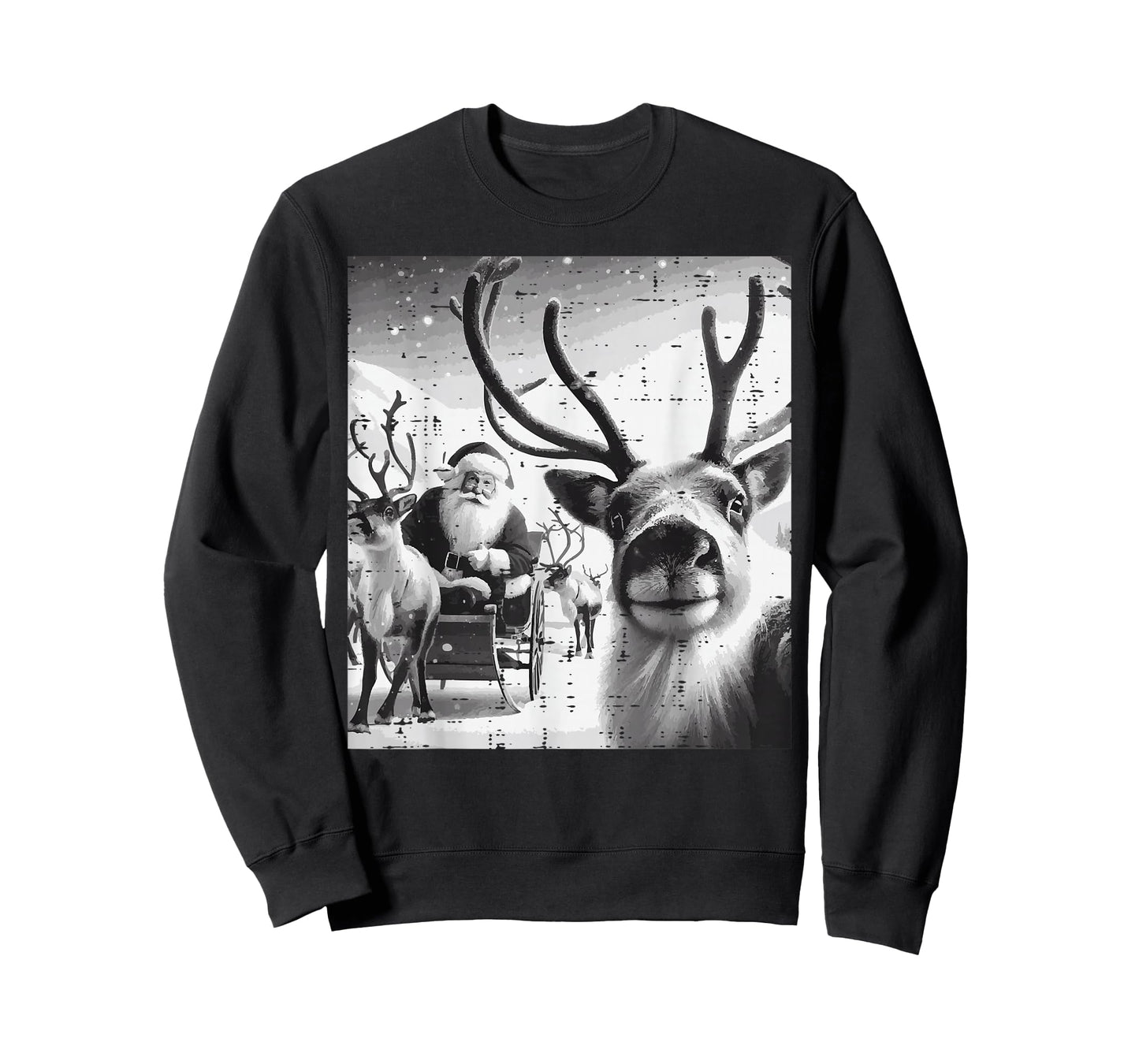 Christmas Reindeer Santa Selfie Funny Xmas Men Women Kids T-Shirt