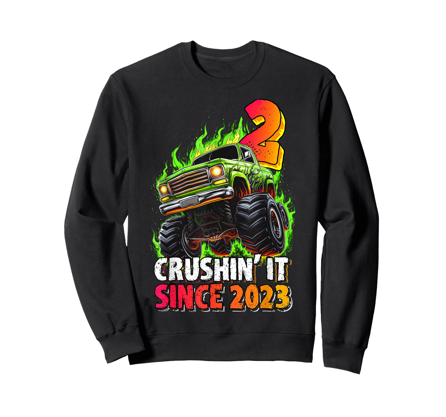 Birthday Monster Truck 2 Year Old Boys 2nd Party Born 2023 T-Shirt