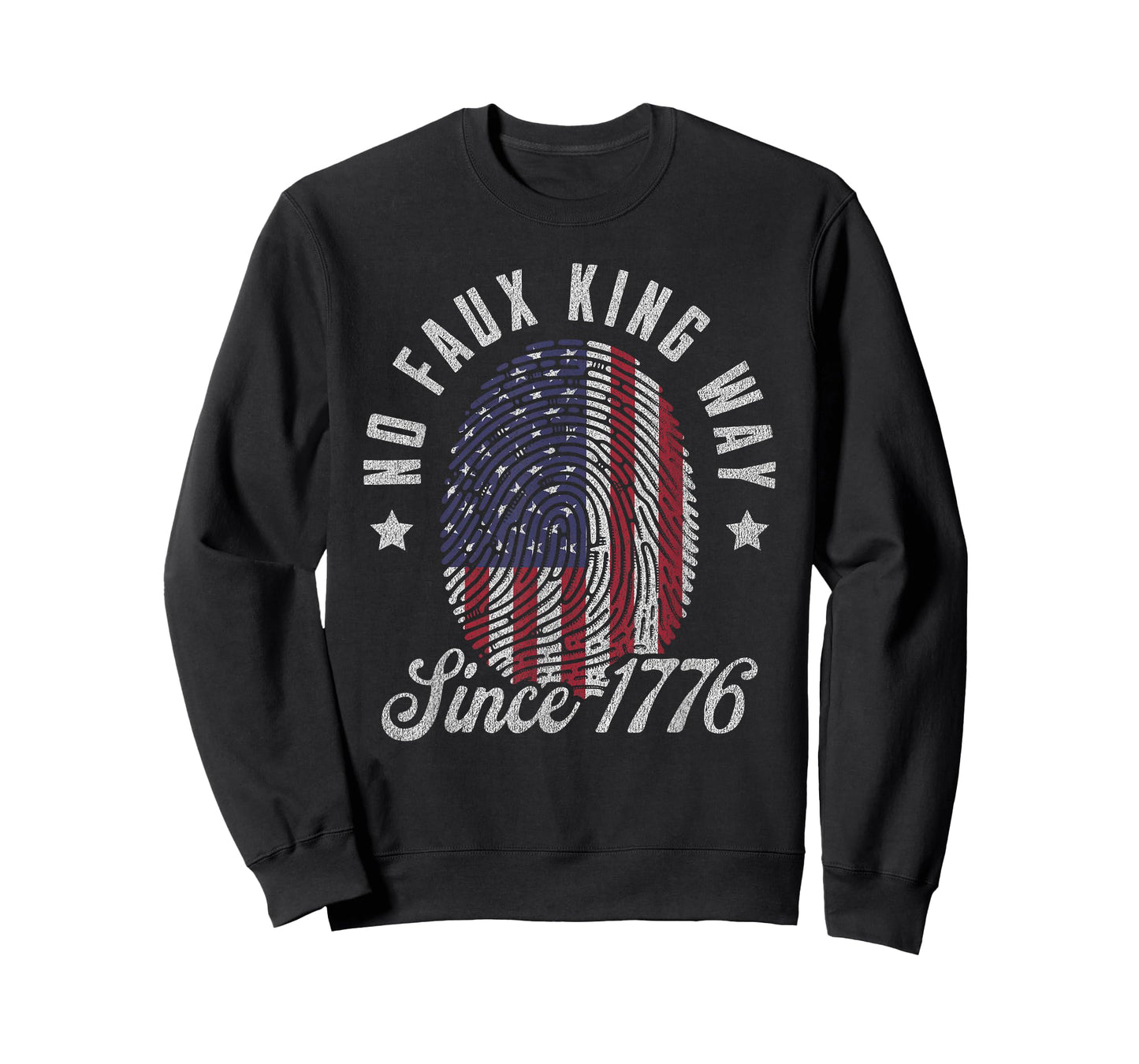 No Faux King Way Pun Patriotic USA Fingerprint Funny Freedom T-Shirt