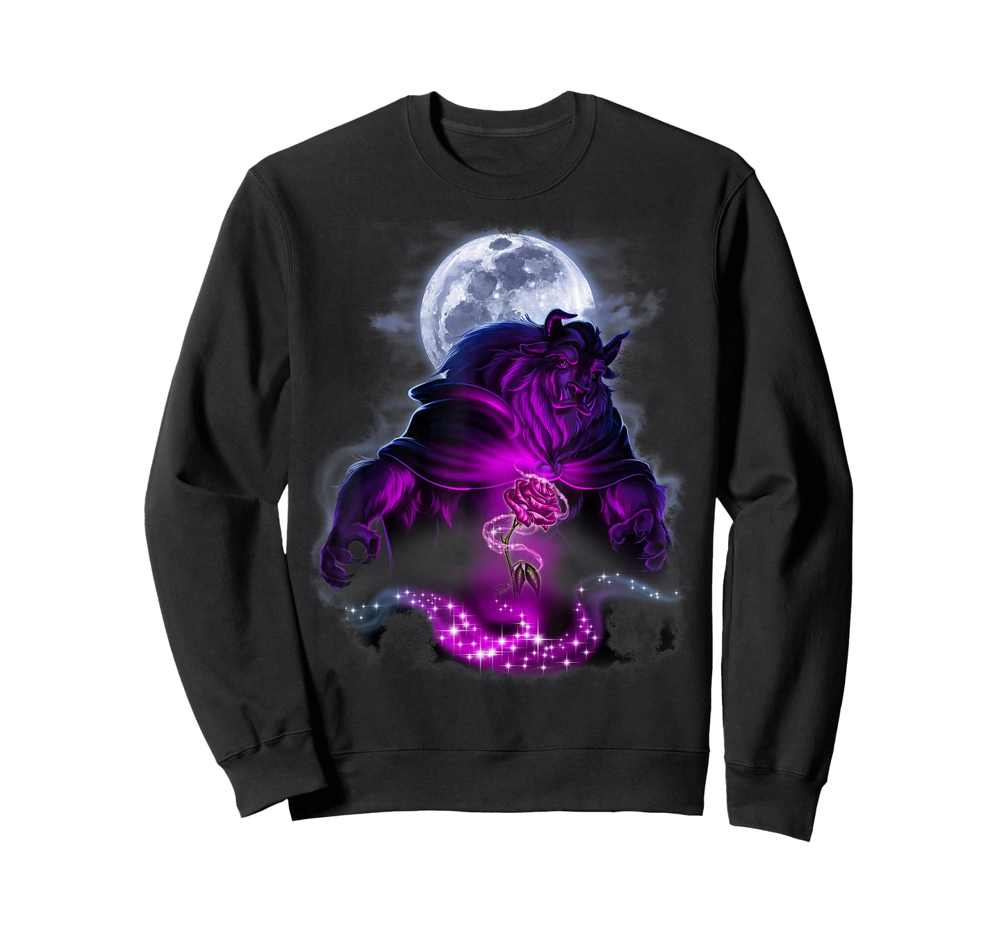 Disney Beauty & The Beast Moon Rose Airbrush Art T-Shirt T-Shirt
