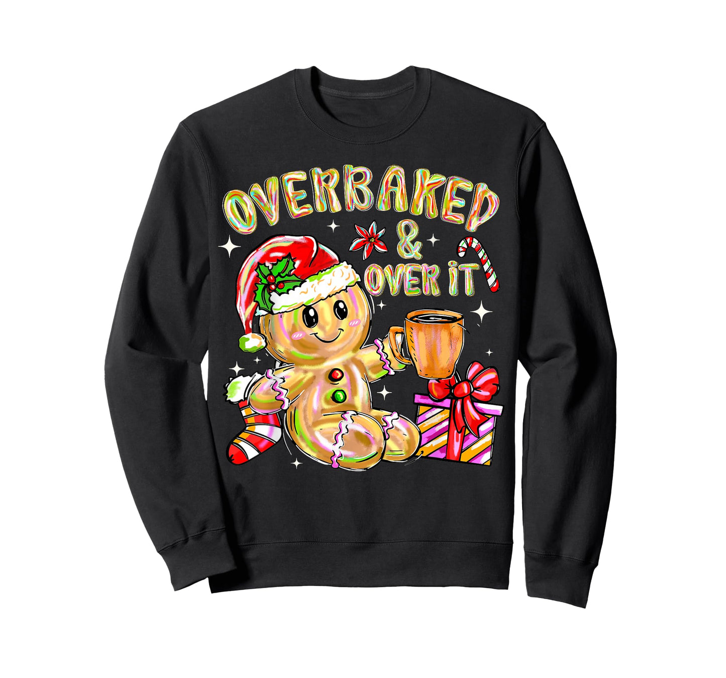 Overbaked and Over It Xmas Cookies Baking Gingerbread Man PJ T-Shirt