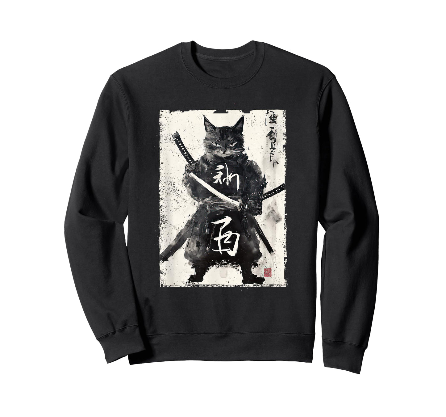 Vintage Samurai Cat Graphic Art Japanese Ukiyo-e Men Women Girls Kids T-Shirt
