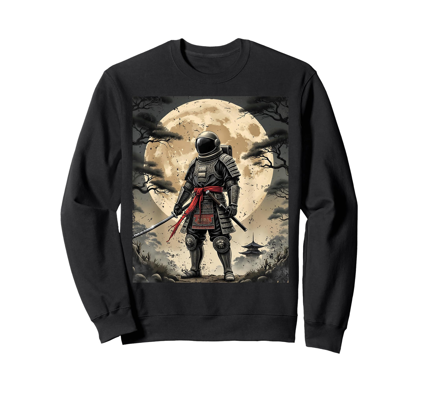 Samurai Astronaut Japanese Moon Vintage Graphic Ukiyo-e Art T-Shirt