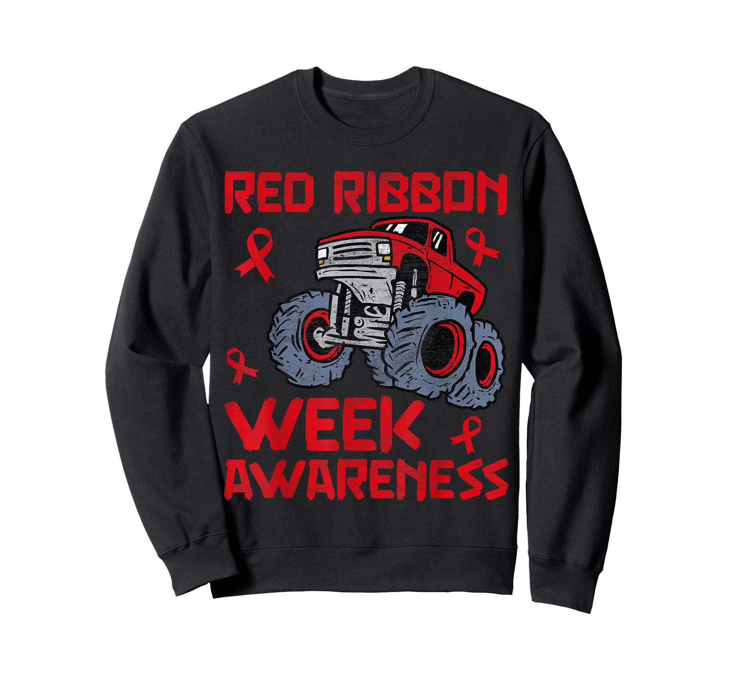 Red Ribbon Week Awareness Monster Truck Toddler Teens Kids T-Shirt