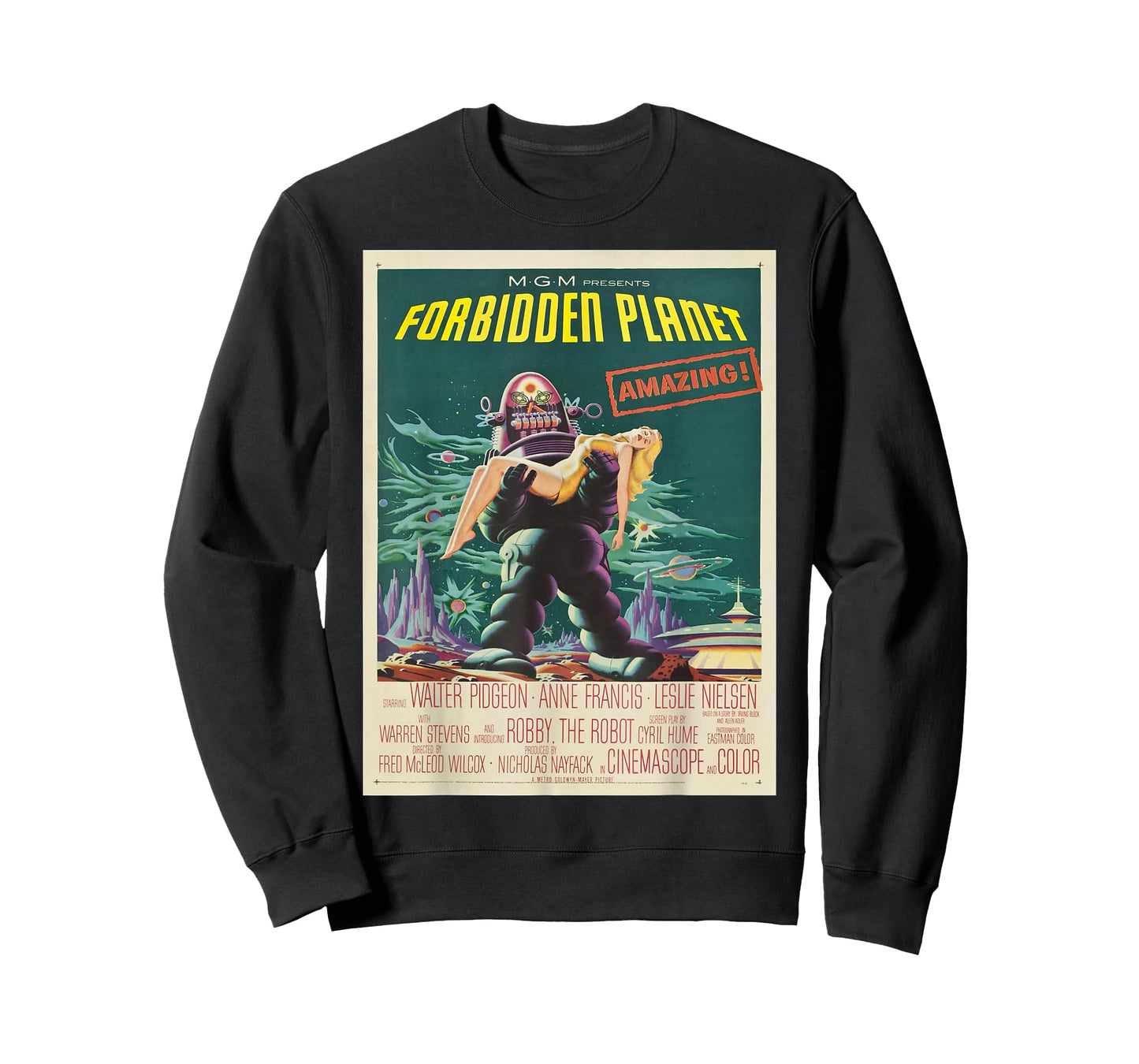 Vintage Images Forbidden Planet T-Shirt - Women's Classic Fit Black Cartoon T-Shirt - Small