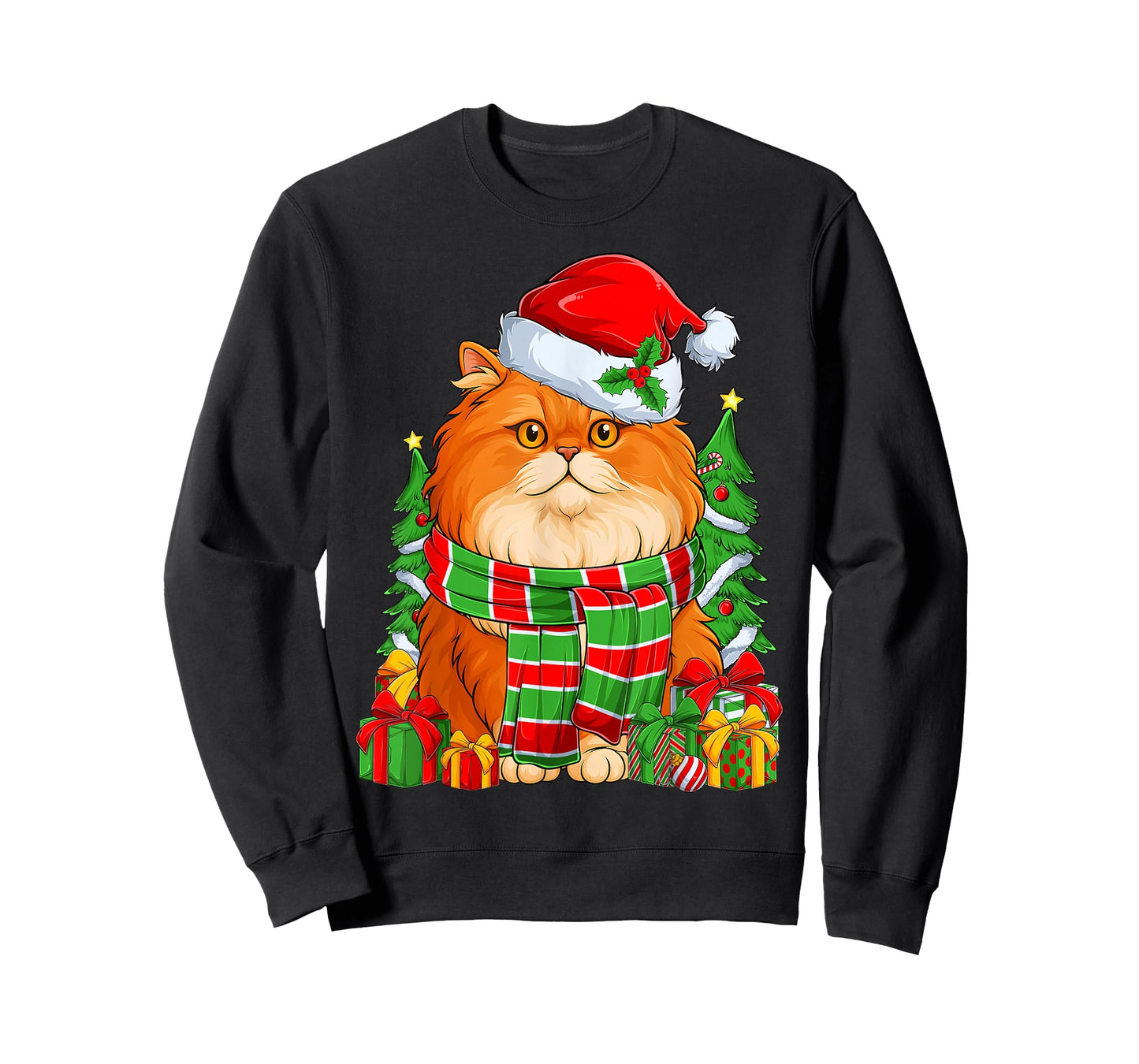 Persian Cat & Santa Hat Merry Christmas Pajamas Xmas Kids T-Shirt