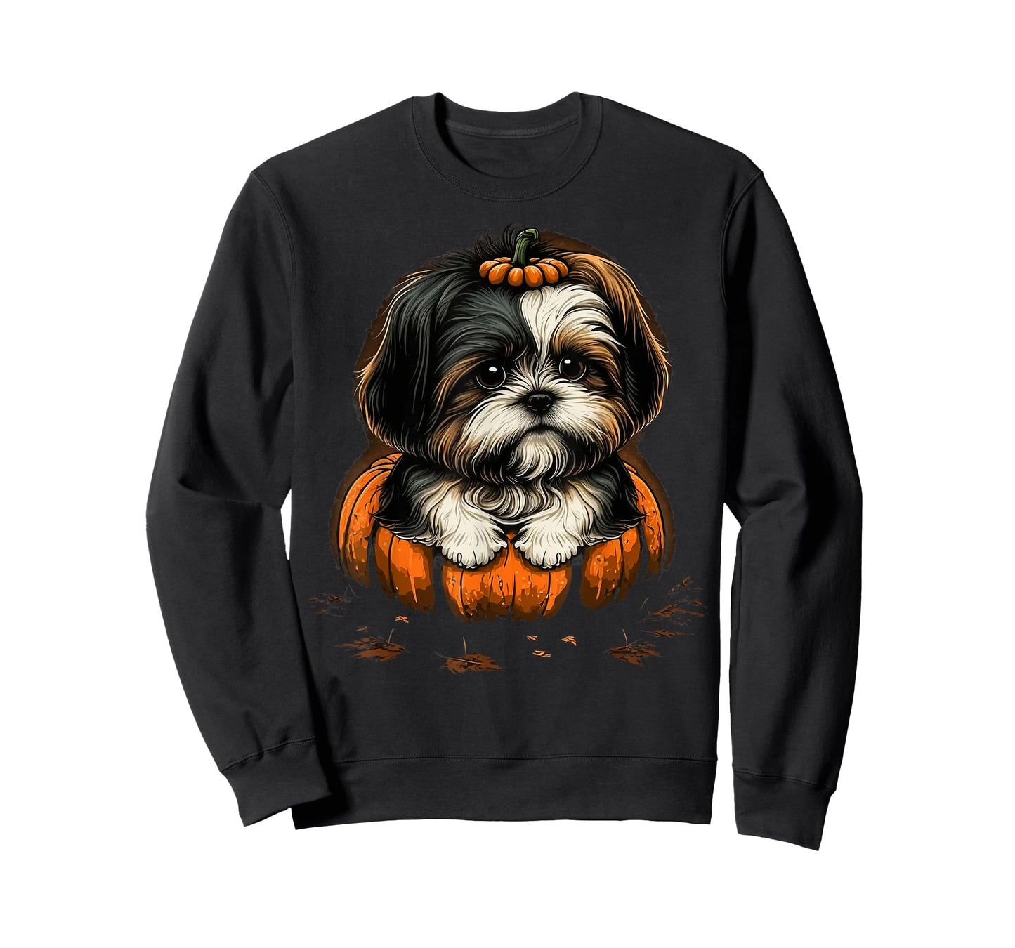 Pumpkin Shih Tzu costume on Shih Tzu Halloween T-Shirt