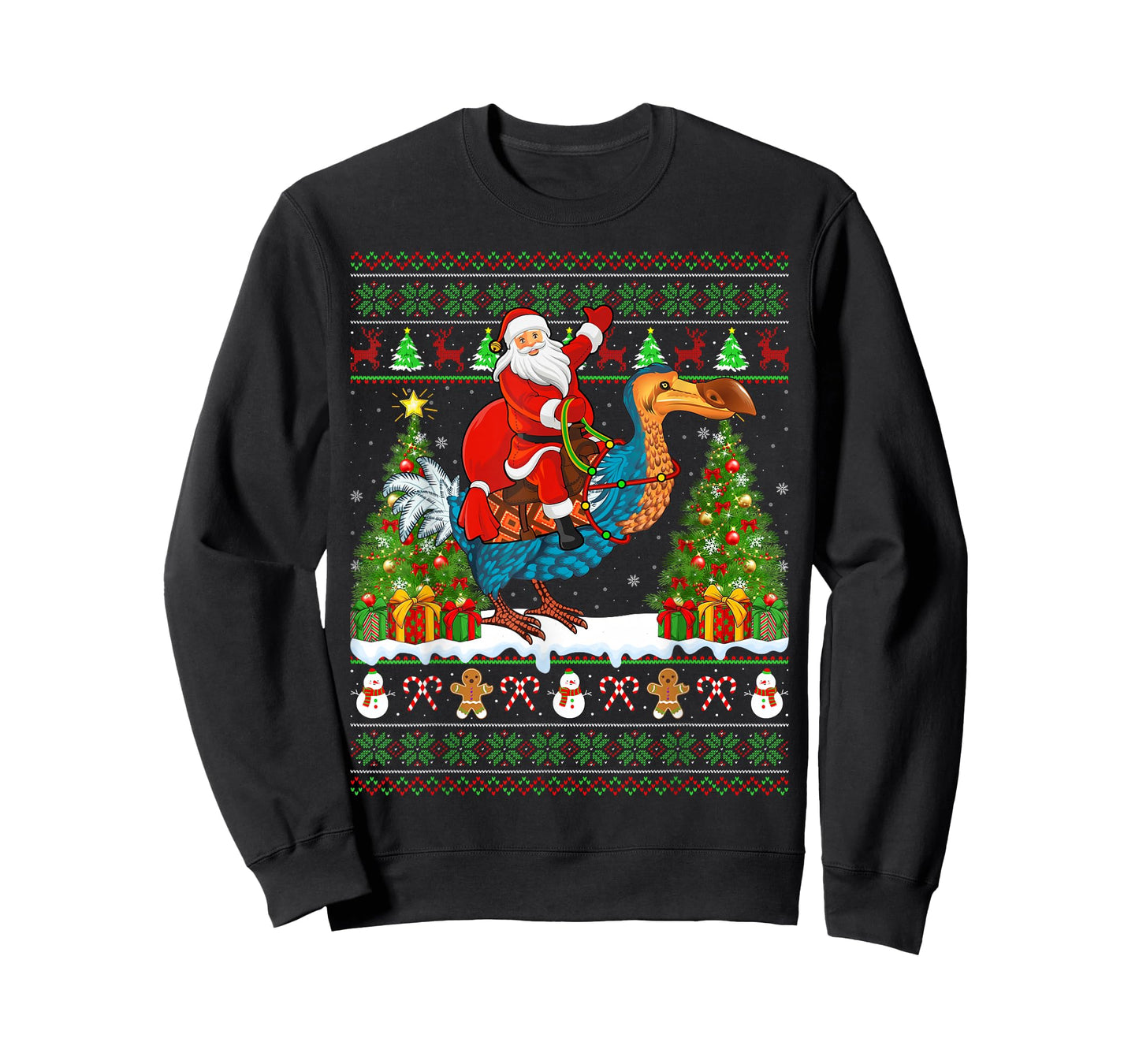 Dodo Bird Lover Funny Ugly Santa Riding Dodo Christmas T-Shirt