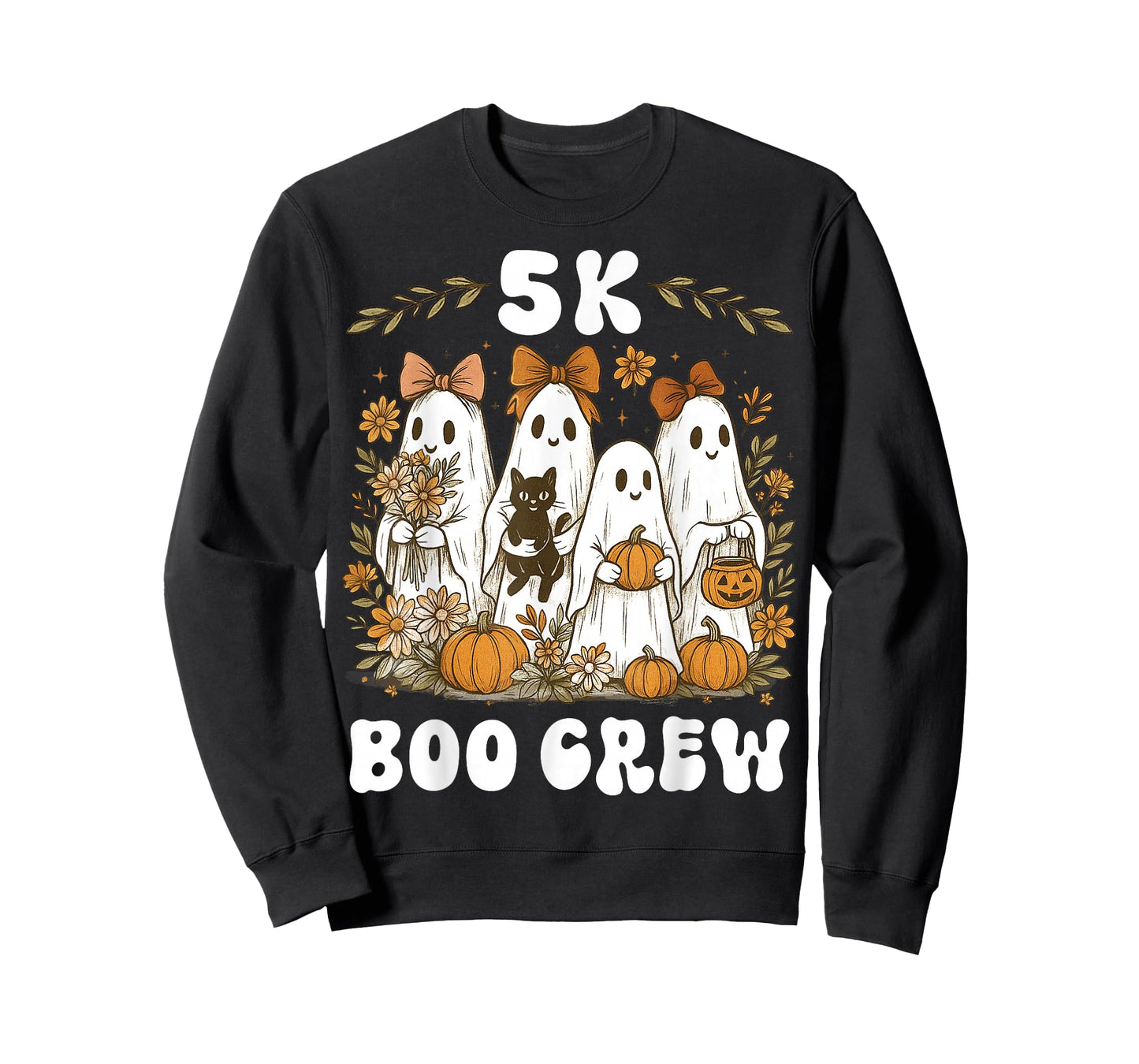 5K Boo Crew Halloween Teacher K5 Floral Ghost Trick or Teach T-Shirt