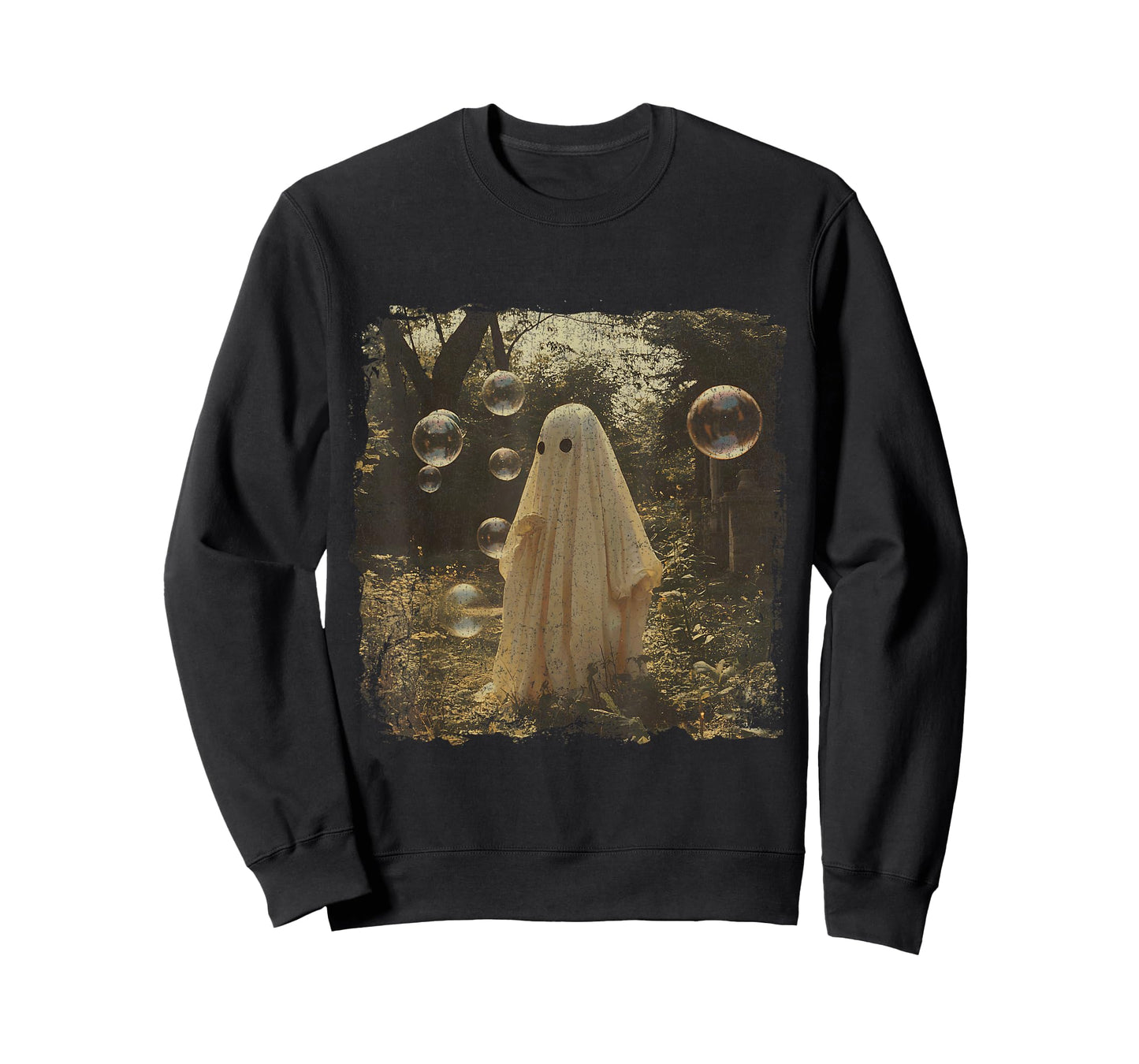 Cute Vintage Ghost in Forest with Bubbles Aesthetic T-Shirt