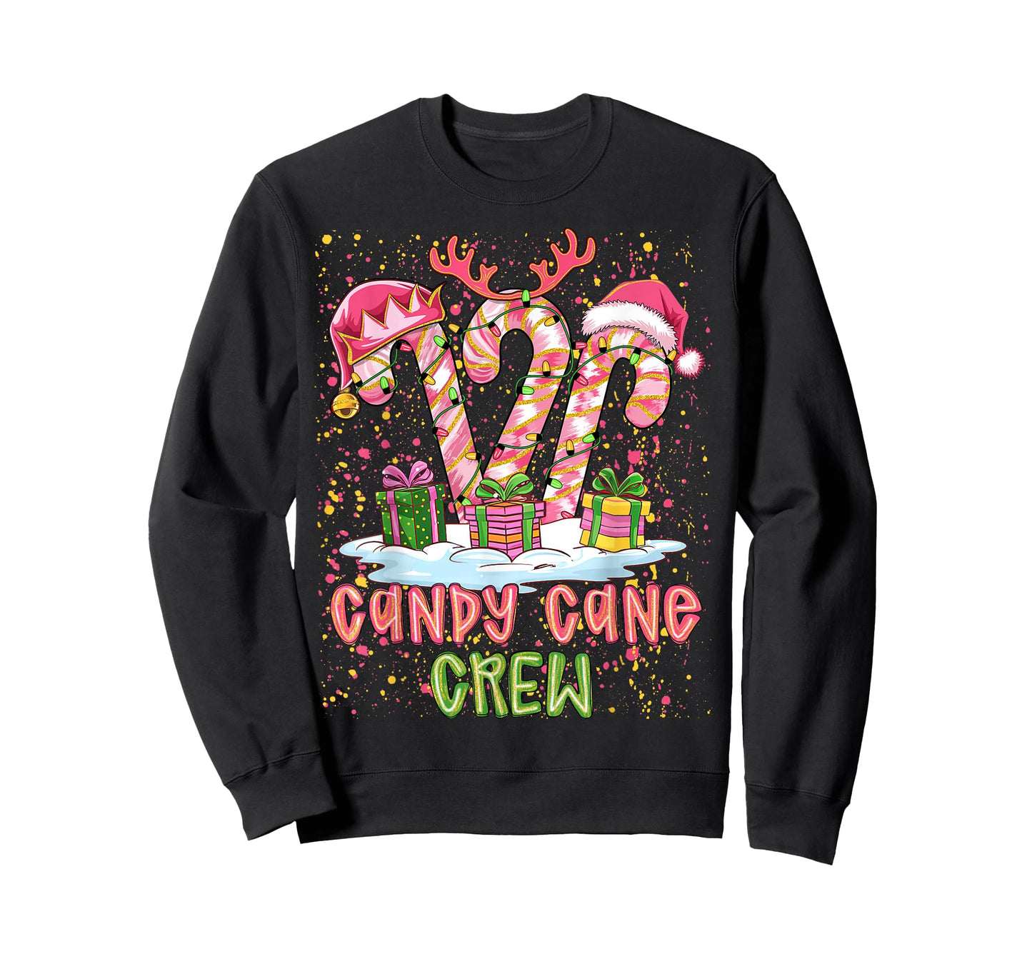 Candy Cane Crew Pink Coquette Preppy Color Xmas PJ Santa Hat T-Shirt