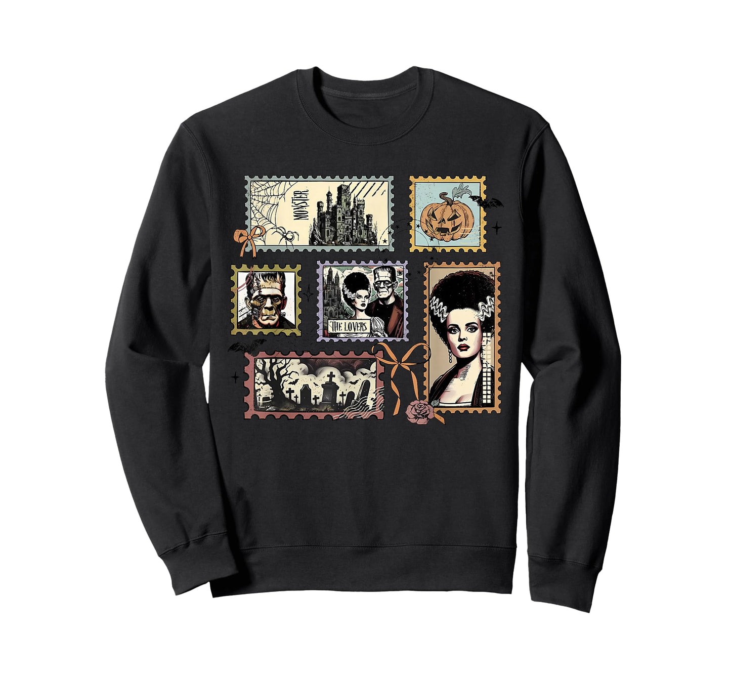 Vintage Monster Frankenstein and Bride The Lovers Stamp T-Shirt
