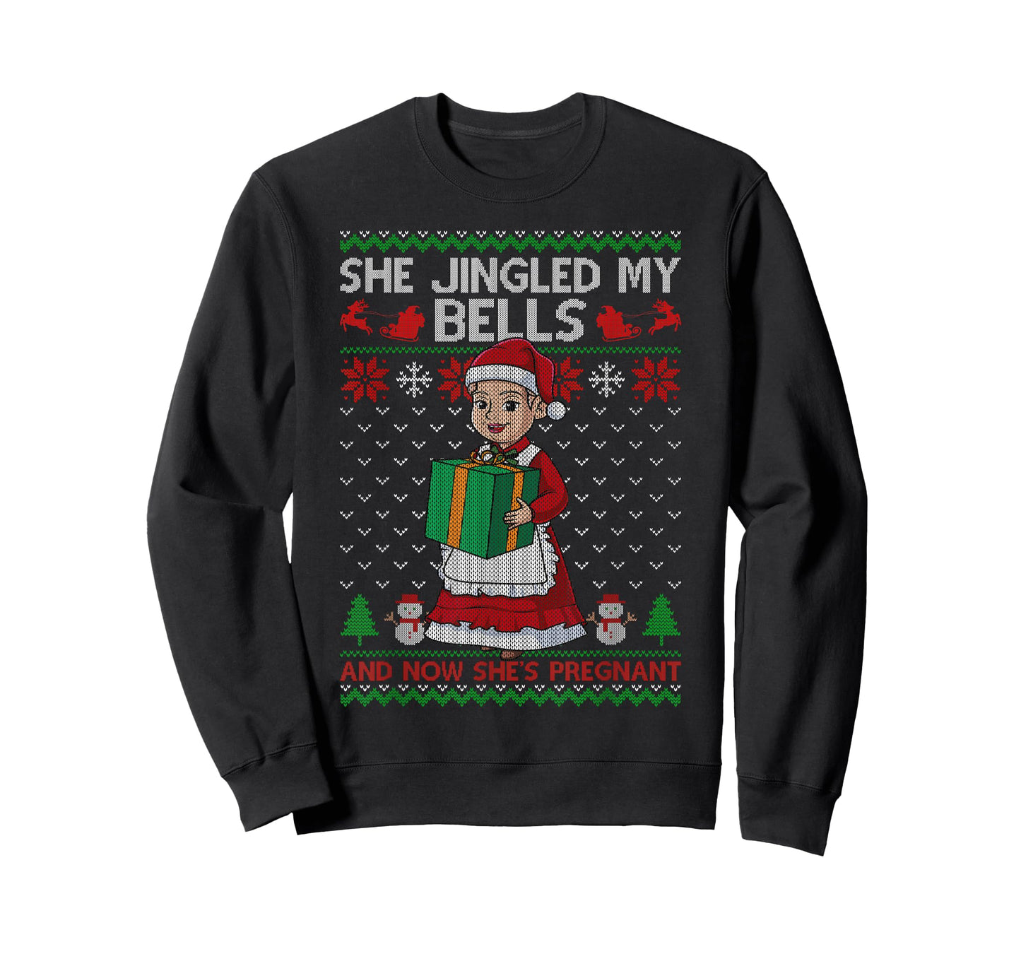 She Jingled My Bells & Now She's Pregnant Ugly Xmas Sweater T-Shirt