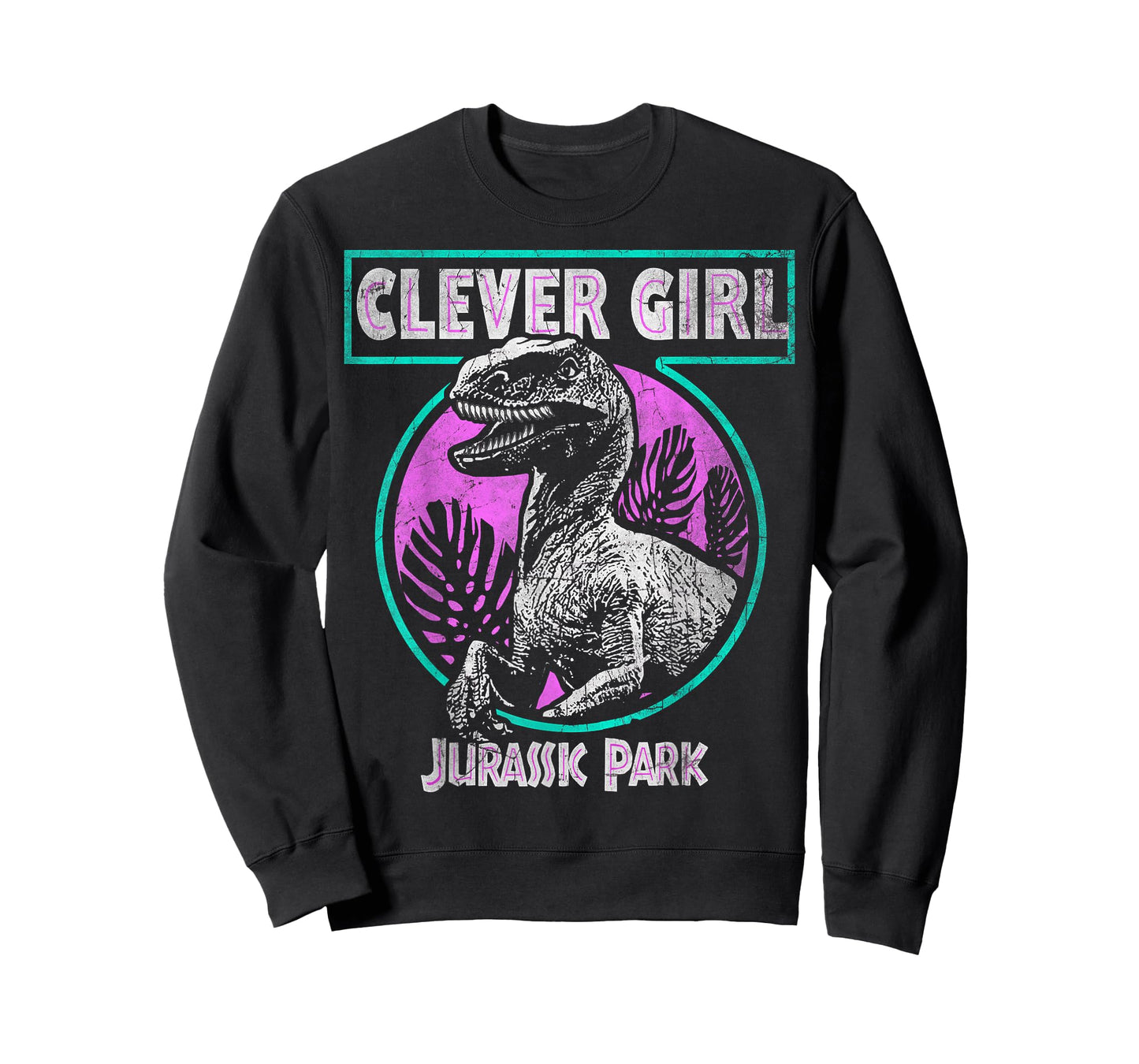 Jurassic Park Distressed Teal Raptor Clever Girl Short Sleeve T-Shirt