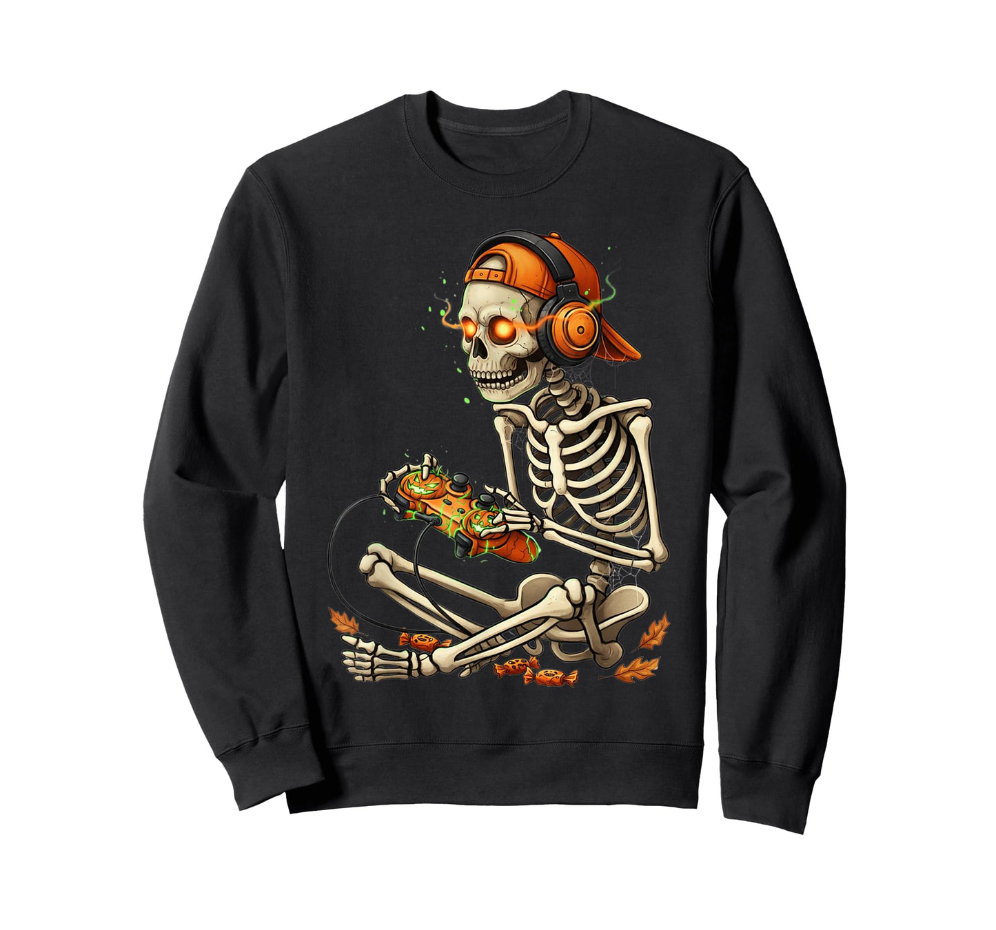 Halloween Skeleton Gamer Video Gaming Mens Boys Kids Tees T-Shirt