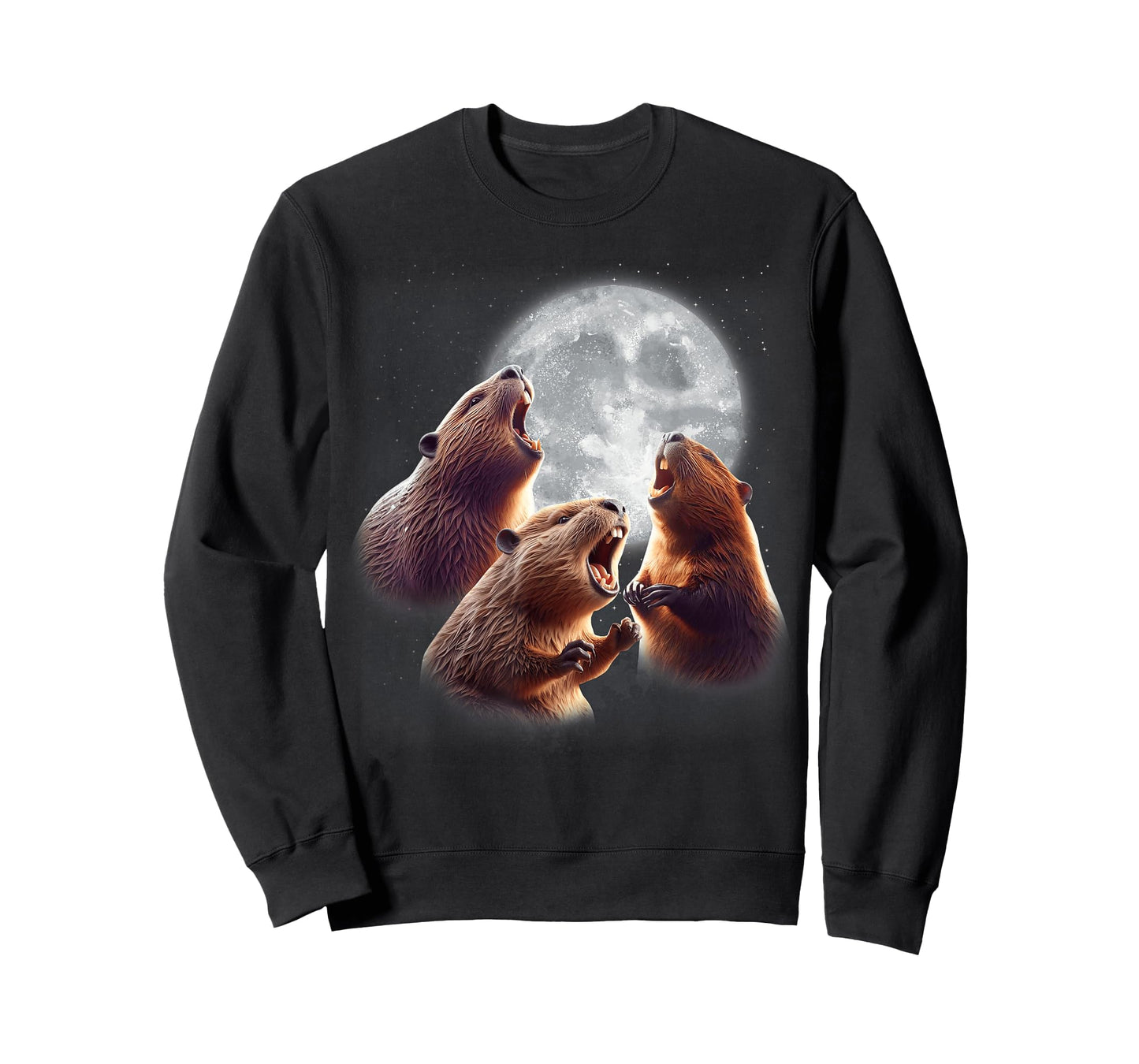 3 Beaver Howling At The Moon Funny Beaver Lover Rodent Kids T-Shirt