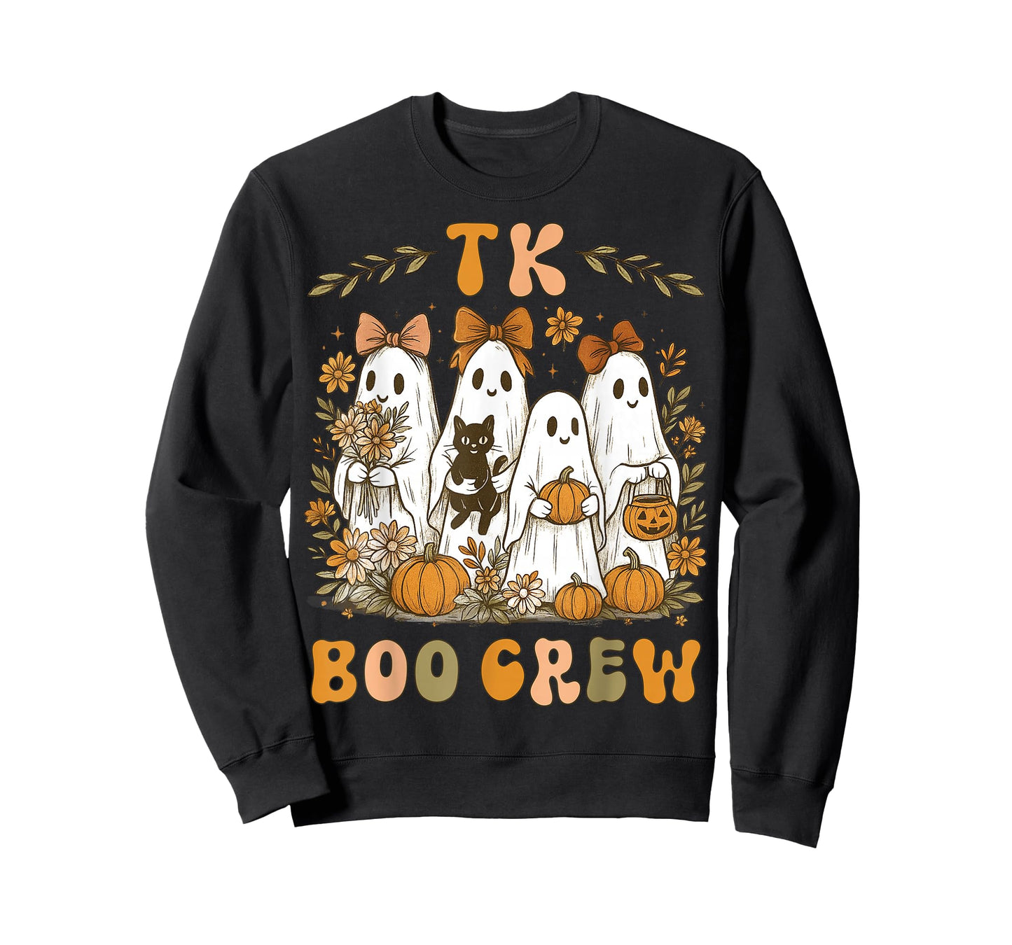 TK Boo Crew Preppy Halloween Floral Ghost TK Teacher Team TK T-Shirt