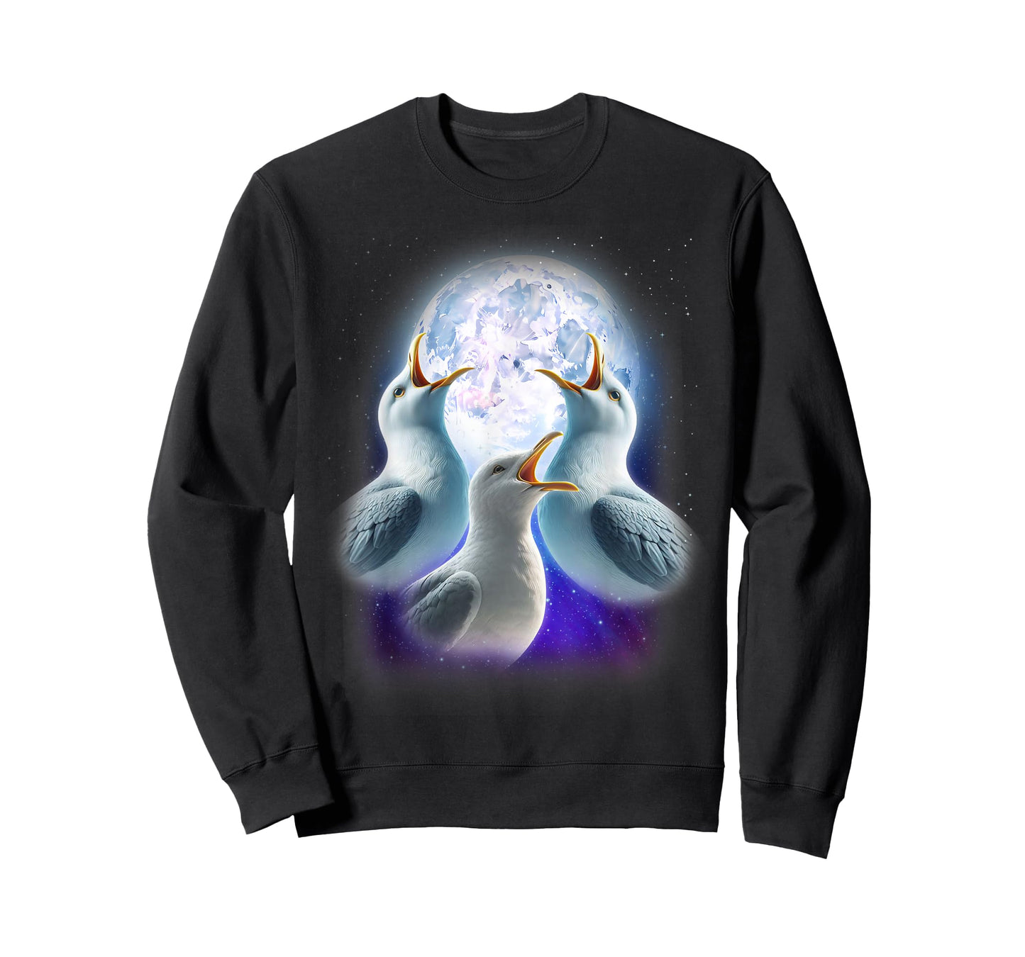 3 Seagulls Howling At The Moon Funny Seagull Lover Seabird T-Shirt