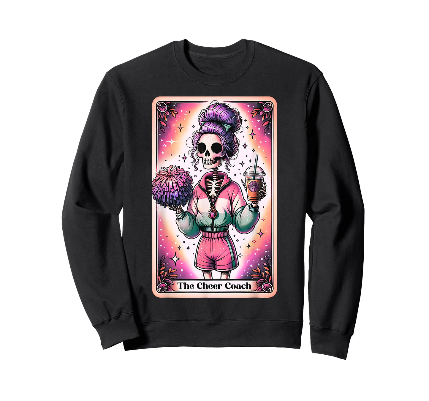 Cheer Coach Tarot Card Skeleton Coffee Cheerleading Coach T-Shirt